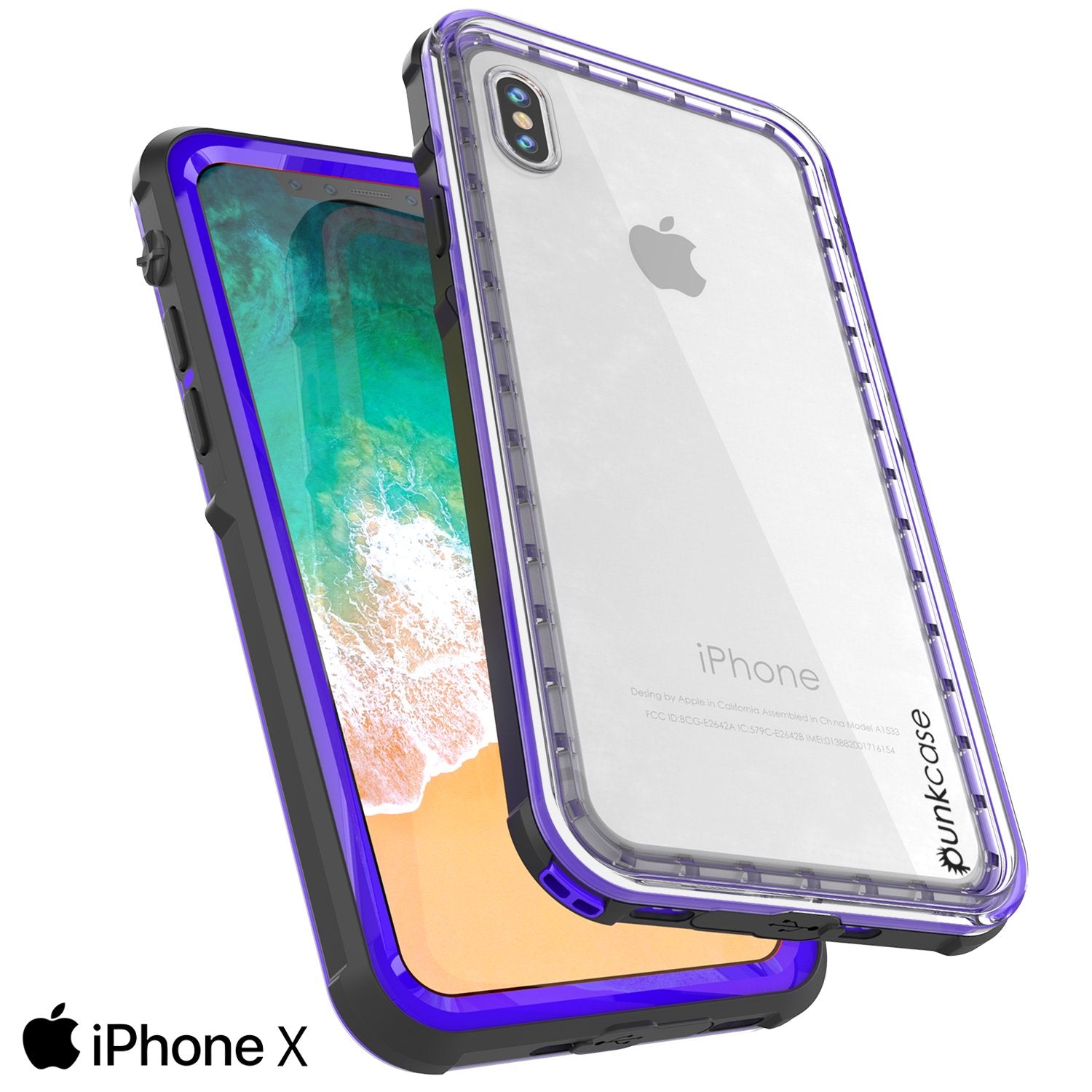 iPhone X Case, PUNKCase [CRYSTAL SERIES] Protective IP68 Certified Cover W/ Attached Screen Protector - DustPROOF, ShockPROOF, SnowPROOF - Ultra Slim Fit for Apple iPhone 10 [PURPLE]