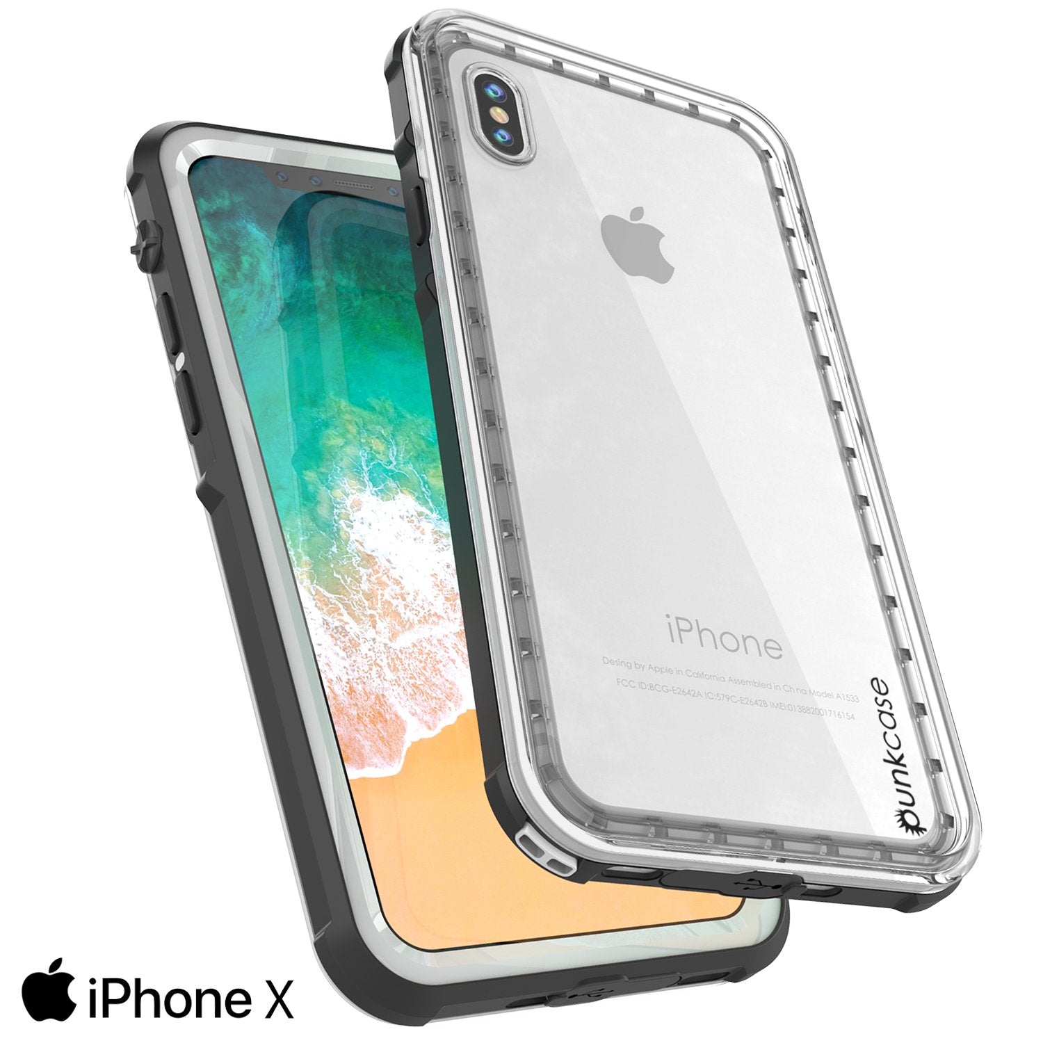 iPhone X Case, PUNKCase [CRYSTAL SERIES] Protective IP68 Certified Cover W/ Attached Screen Protector - DustPROOF, ShockPROOF, SnowPROOF - Ultra Slim Fit for Apple iPhone 10 [WHITE]
