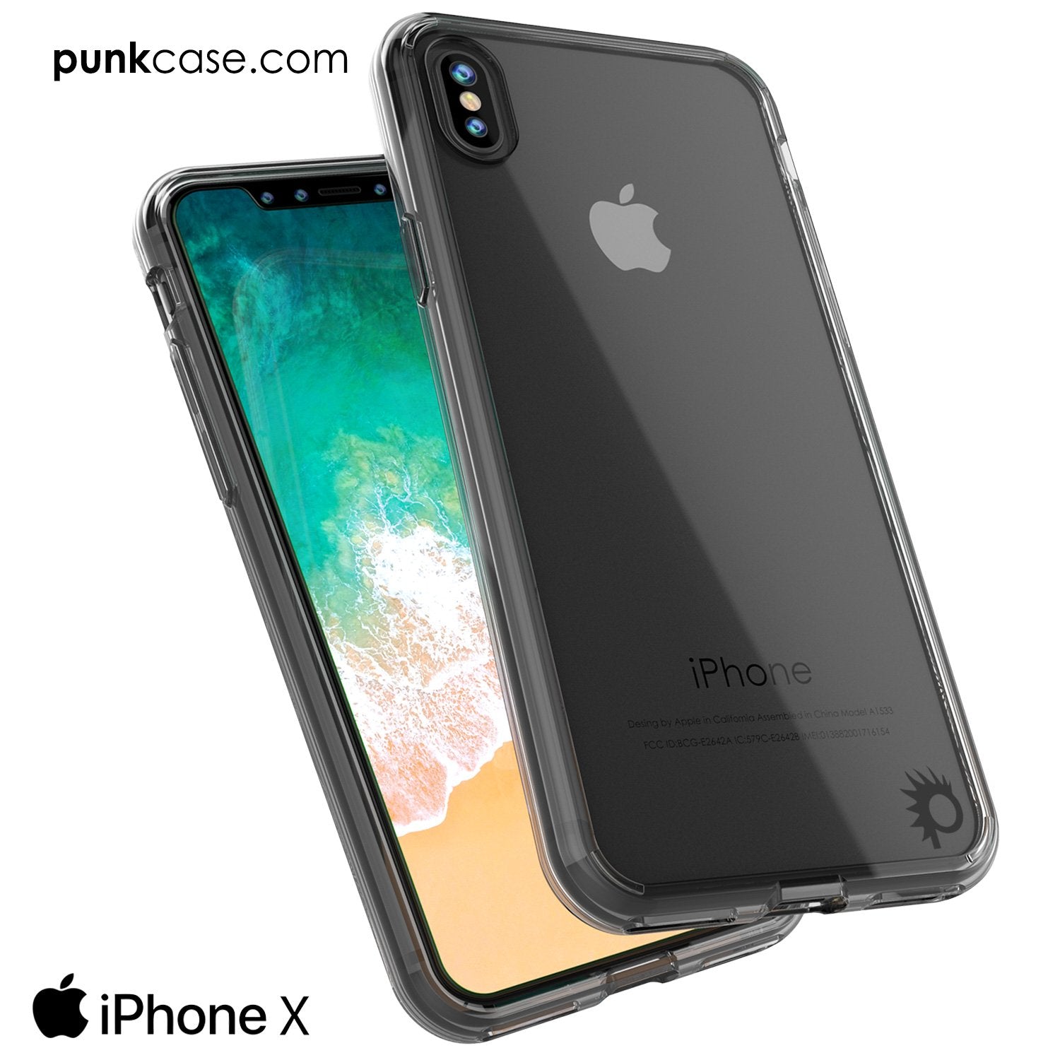 iPhone X Case, PUNKcase [LUCID 2.0 Series] [Slim Fit] Armor Cover W/Integrated Anti-Shock System & Tempered Glass Screen Protector [Crystal Black]