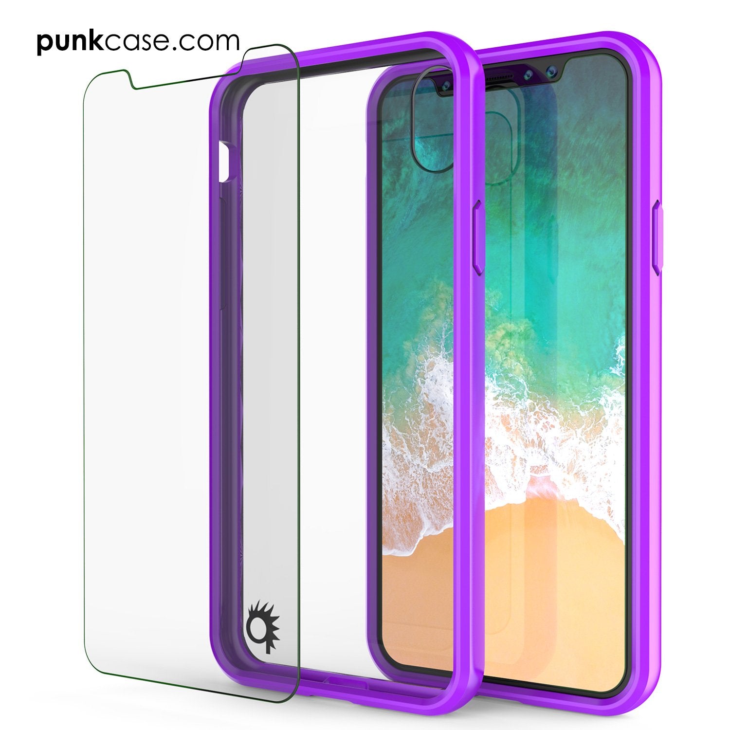 iPhone X Case, PUNKcase [LUCID 2.0 Series] [Slim Fit] Armor Cover W/Integrated Anti-Shock System & Tempered Glass PUNKSHIELD Screen Protector [Purple]