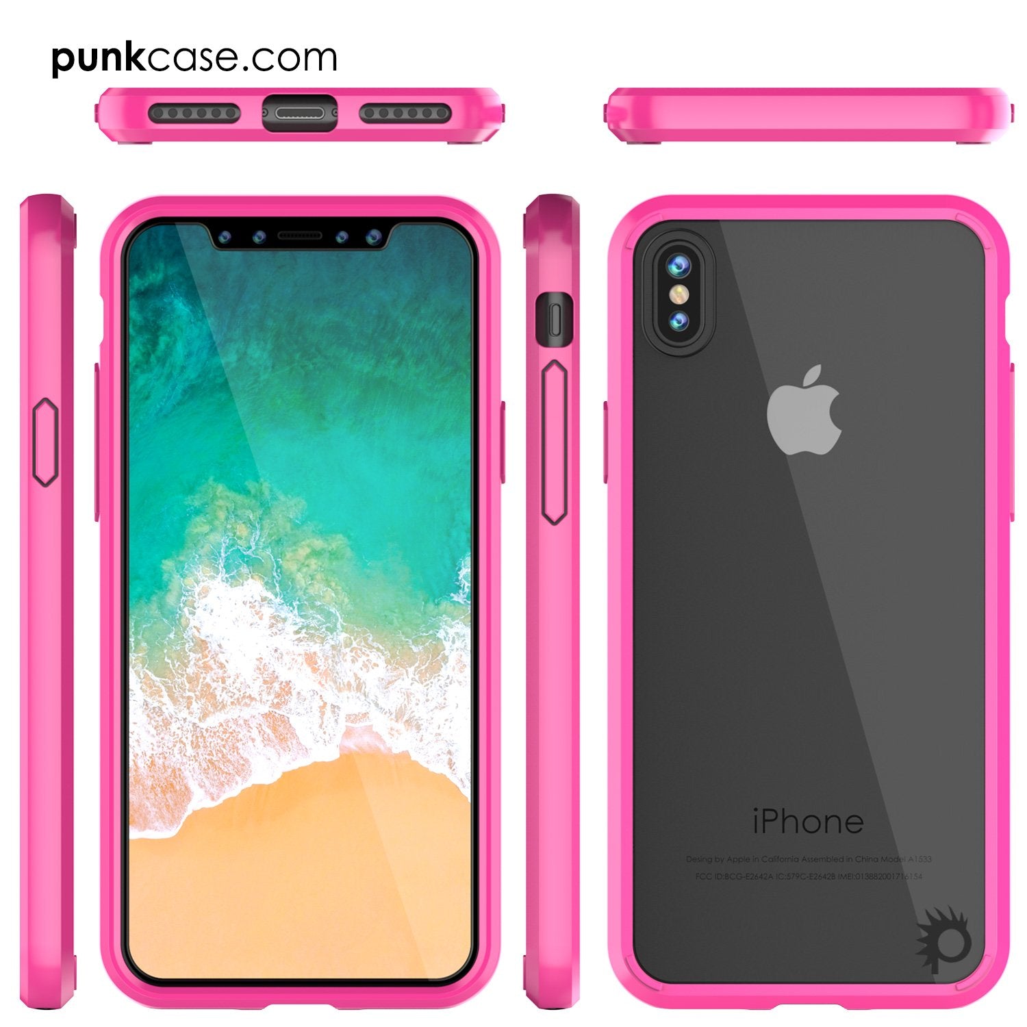 iPhone X Case, PUNKcase [LUCID 2.0 Series] [Slim Fit] Armor Cover W/Integrated Anti-Shock System & Tempered Glass PUNKSHIELD Screen Protector [Pink]