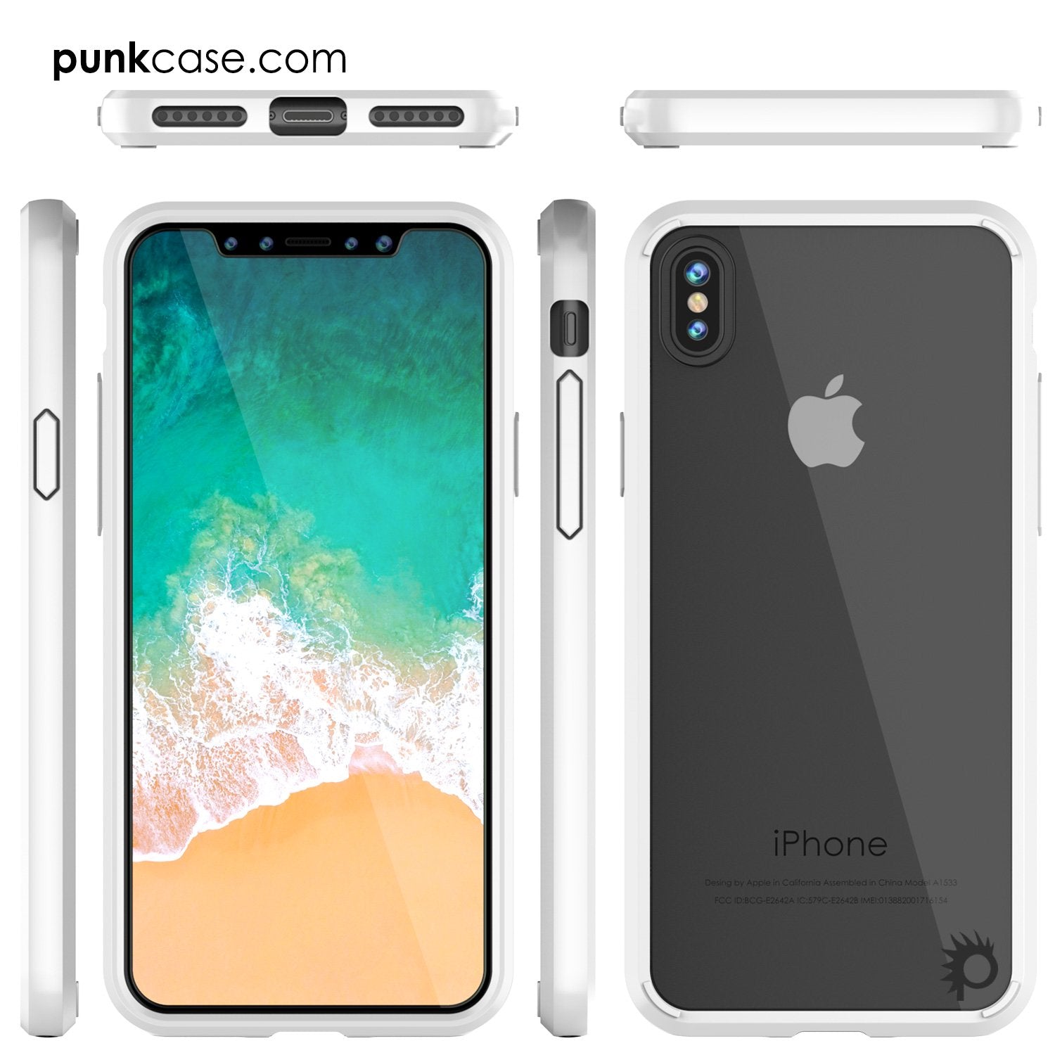 iPhone X Case, PUNKcase [LUCID 2.0 Series] [Slim Fit] Armor Cover W/Integrated Anti-Shock System & Tempered Glass PUNKSHIELD Screen Protector [White]