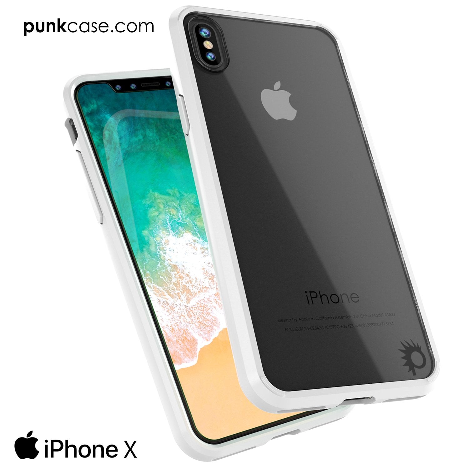 iPhone X Case, PUNKcase [LUCID 2.0 Series] [Slim Fit] Armor Cover W/Integrated Anti-Shock System & Tempered Glass PUNKSHIELD Screen Protector [White]