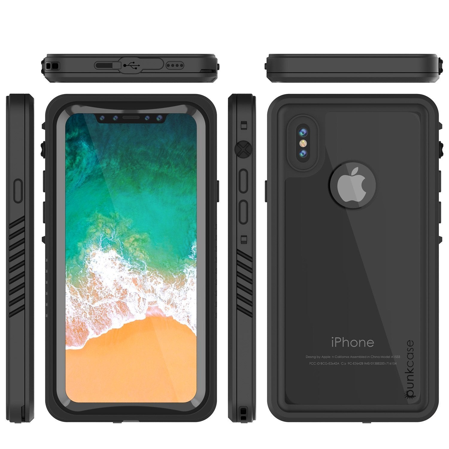 iPhone XS Max Waterproof Case, Punkcase [Extreme Series] Armor Cover W/ Built In Screen Protector [Black]