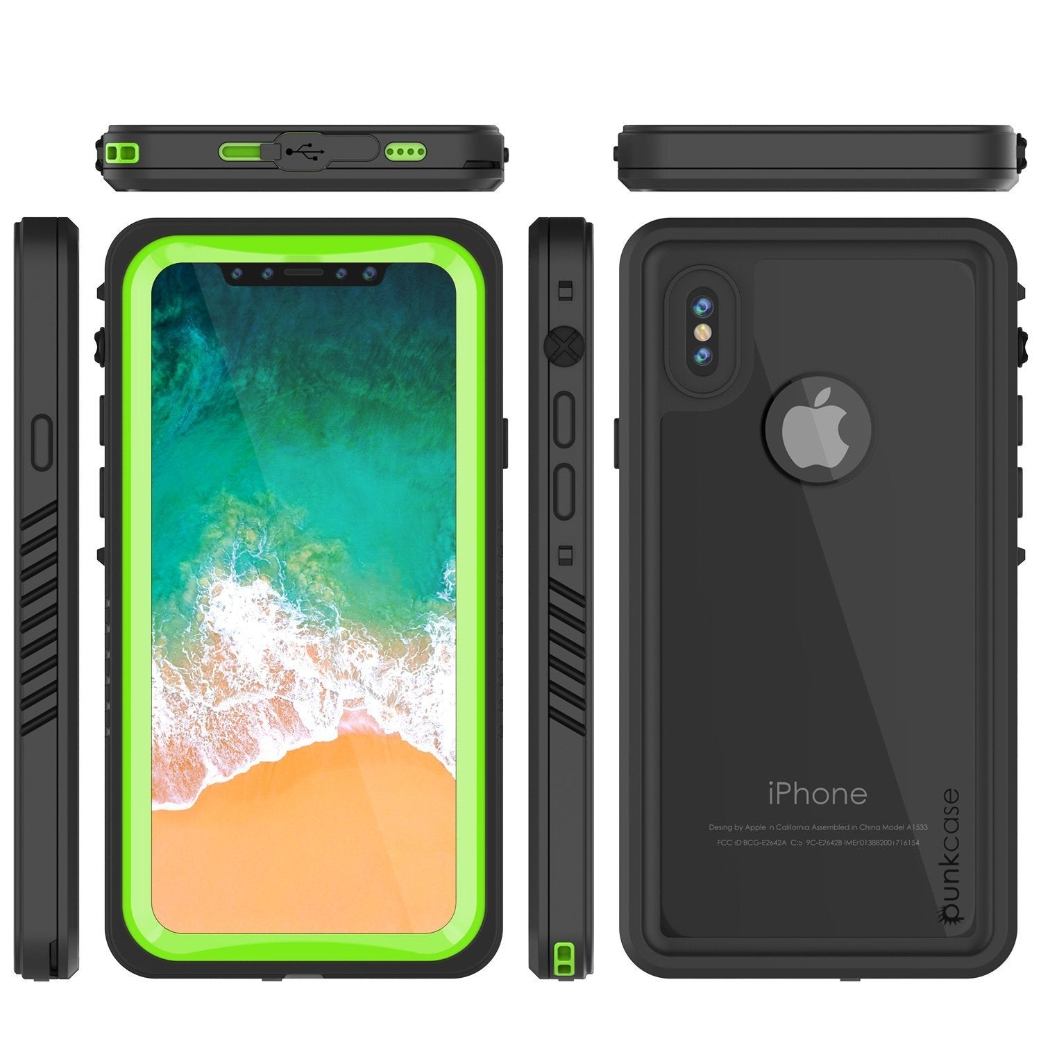 iPhone XS Max Waterproof Case, Punkcase [Extreme Series] Armor Cover W/ Built In Screen Protector [Light Green]