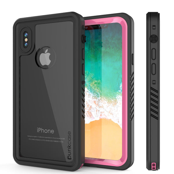 iPhone X Case, Punkcase [Extreme Series] [Slim Fit] [IP68 Certified] [Shockproof] [Snowproof] [Dirproof] Armor Cover W/ Built In Screen Protector for Apple iPhone 10 [PINK]