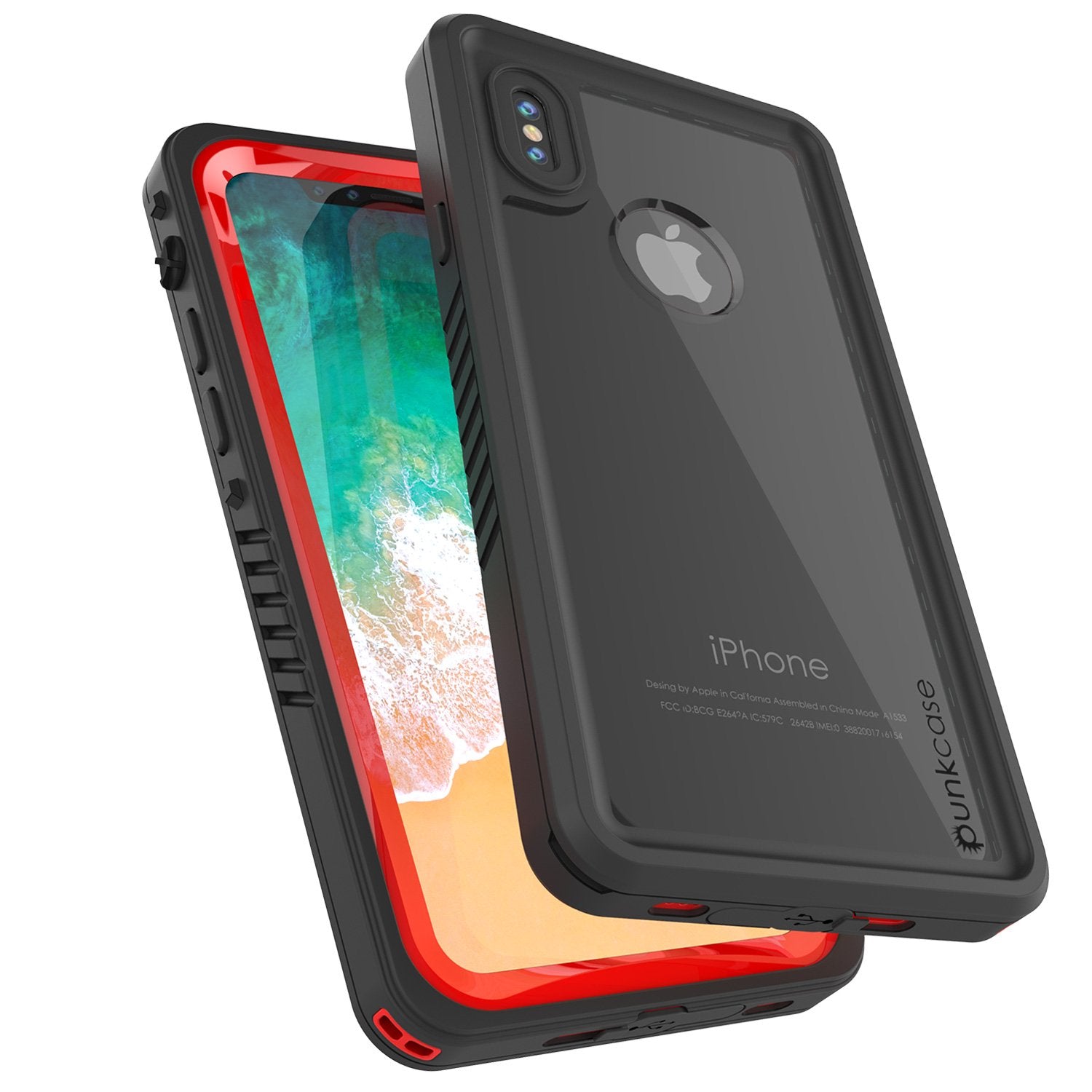 iPhone X Case, Punkcase [Extreme Series] [Slim Fit] [IP68 Certified] [Shockproof] [Snowproof] [Dirproof] Armor Cover W/ Built In Screen Protector for Apple iPhone 10 [Red]