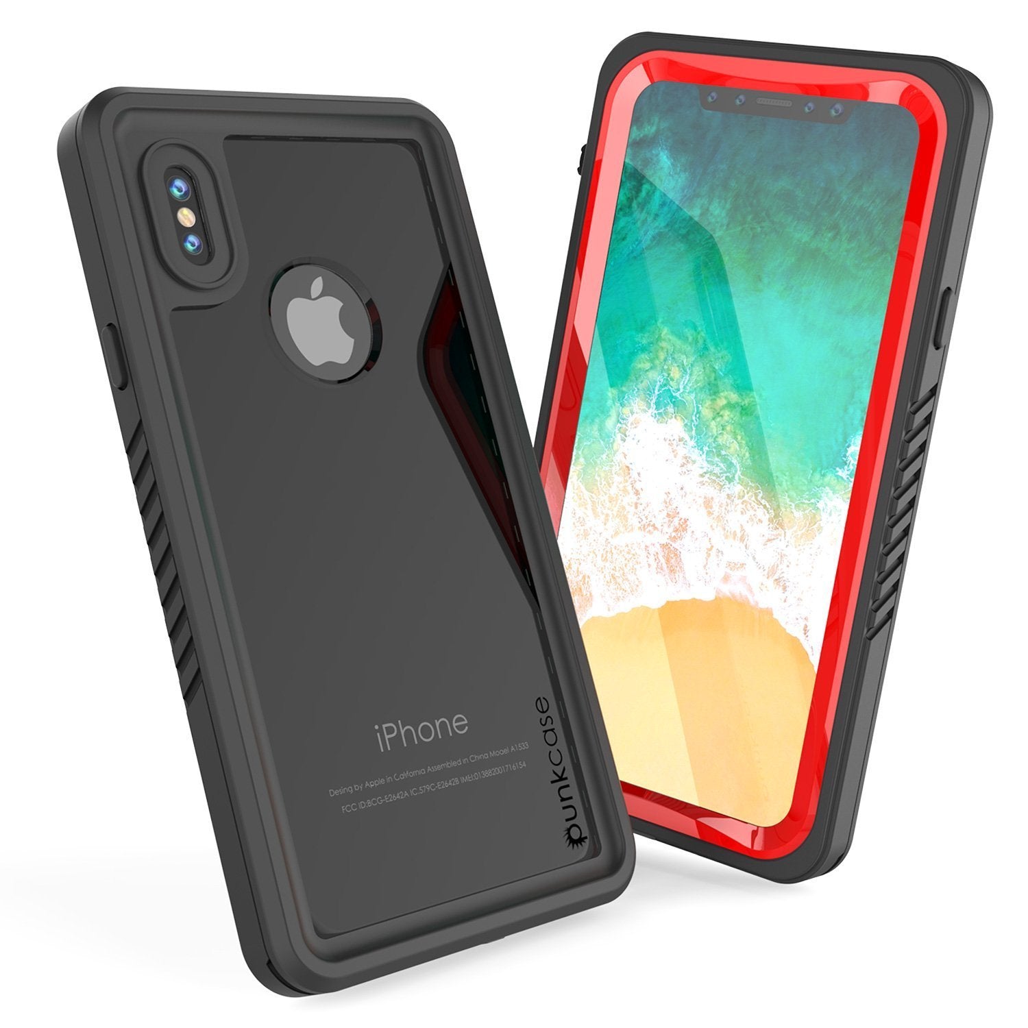 iPhone XS Max Waterproof Case, Punkcase [Extreme Series] Armor Cover W/ Built In Screen Protector [Red]