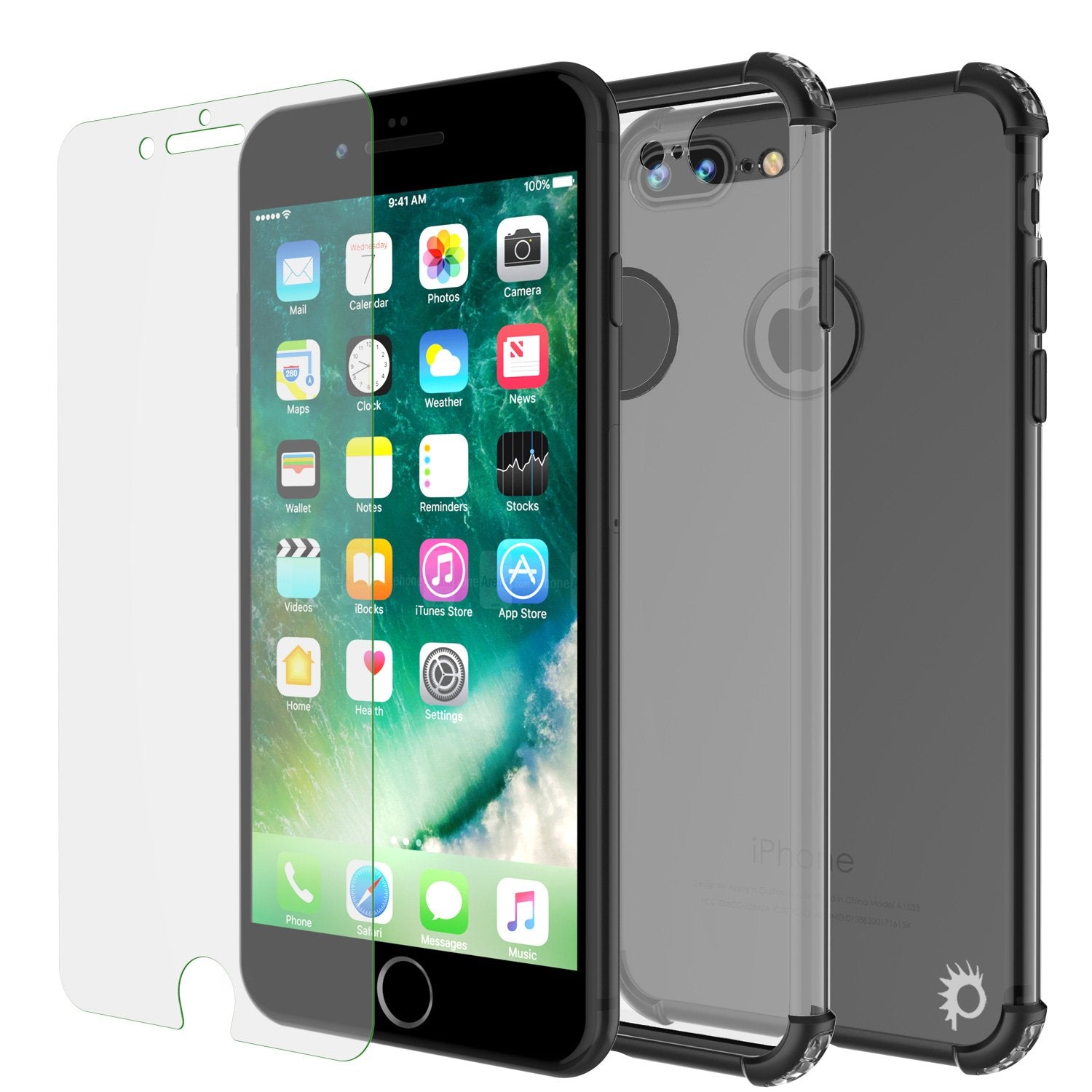 iPhone 8 PLUS Case, Punkcase BLAZE Black Series Protective Cover W/ PunkShield Screen Protector