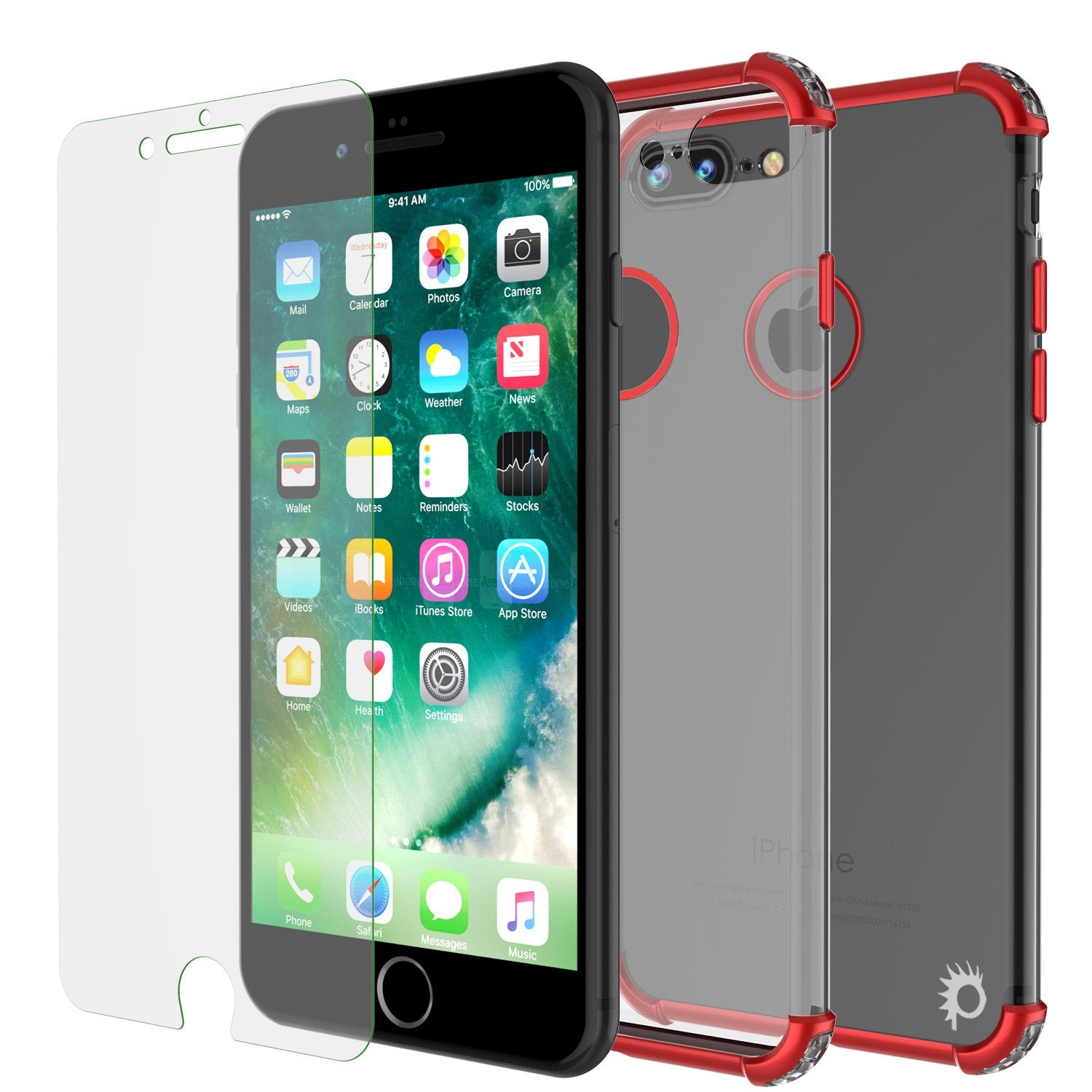 iPhone 8 PLUS Case, Punkcase BLAZE Red Series Protective Cover W/ PunkShield Screen Protector