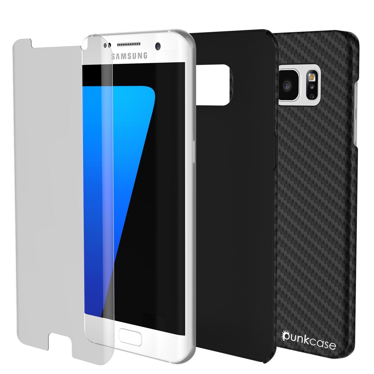 Galaxy S7 Edge Case, PunkCase CarbonShield, Jet Black