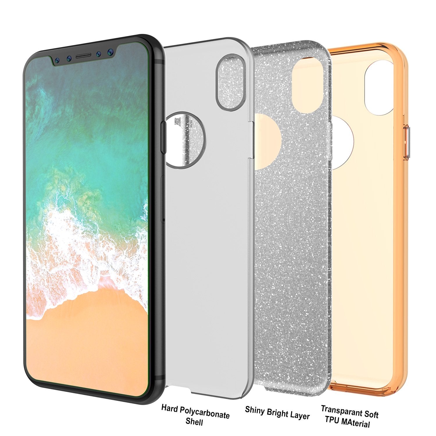 iPhone X Case, Punkcase Galactic 2.0 Series Ultra Slim w/ Tempered Glass Screen Protector | [Gold]
