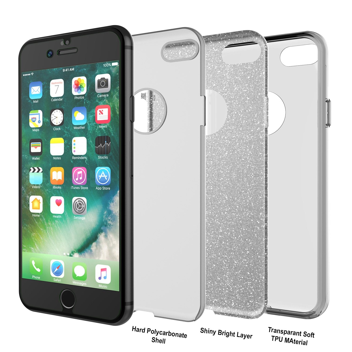 iPhone 8 Case, Punkcase Galactic 2.0 Series Ultra Slim Protective Armor TPU Cover [Silver]