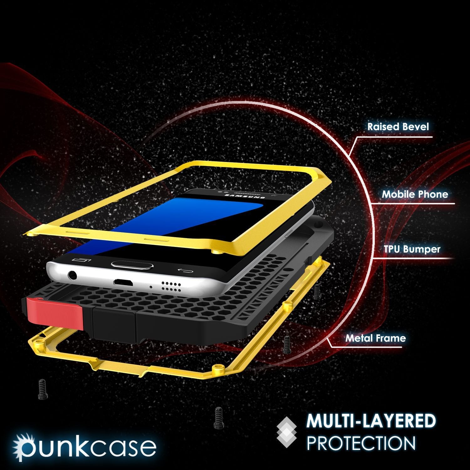 Galaxy S7 EDGE  Case, PUNKcase Metallic Neon Shockproof  Slim Metal Armor Case