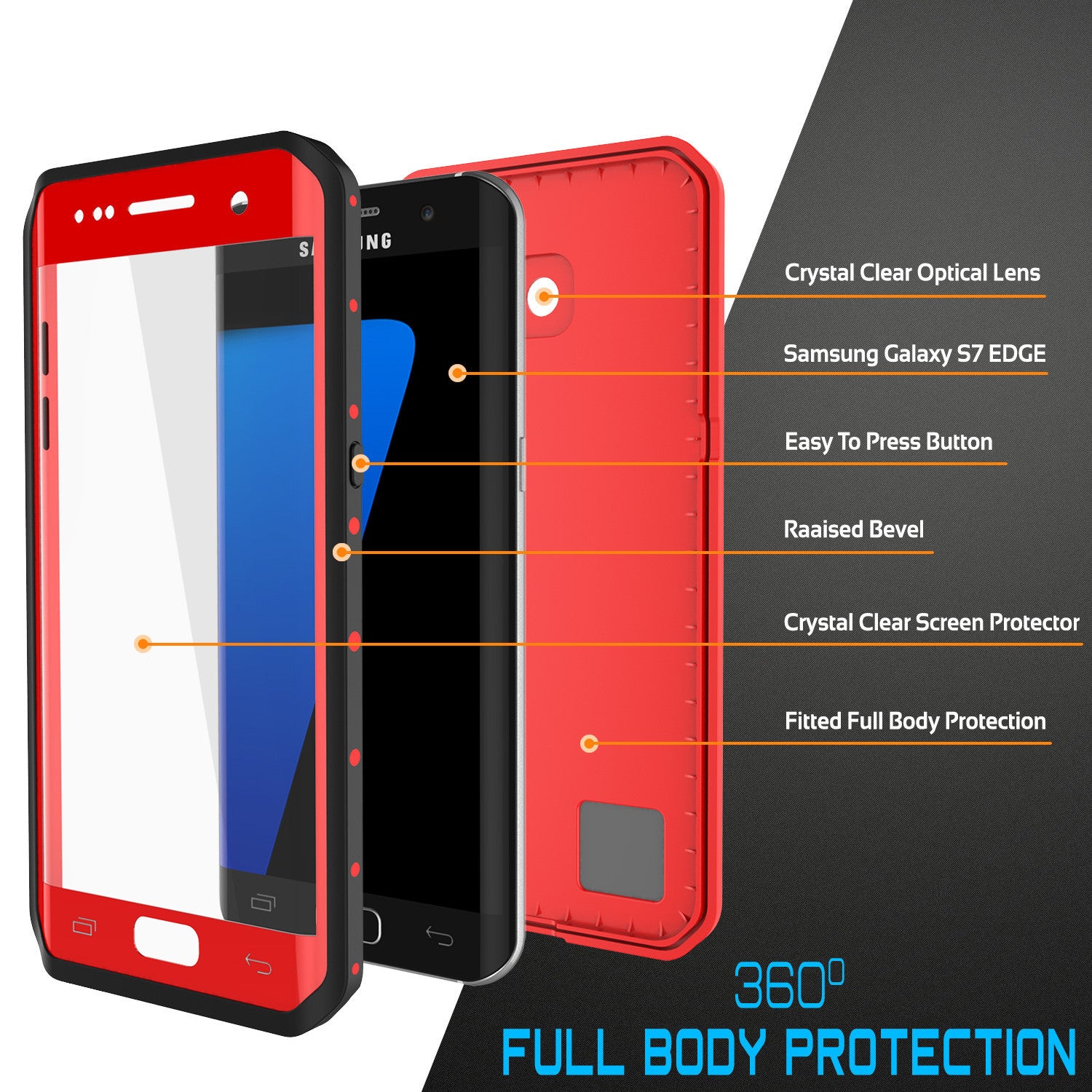 PUNKCASE - Studstar Series Snowproof Case for Galaxy S7 Edge | Red