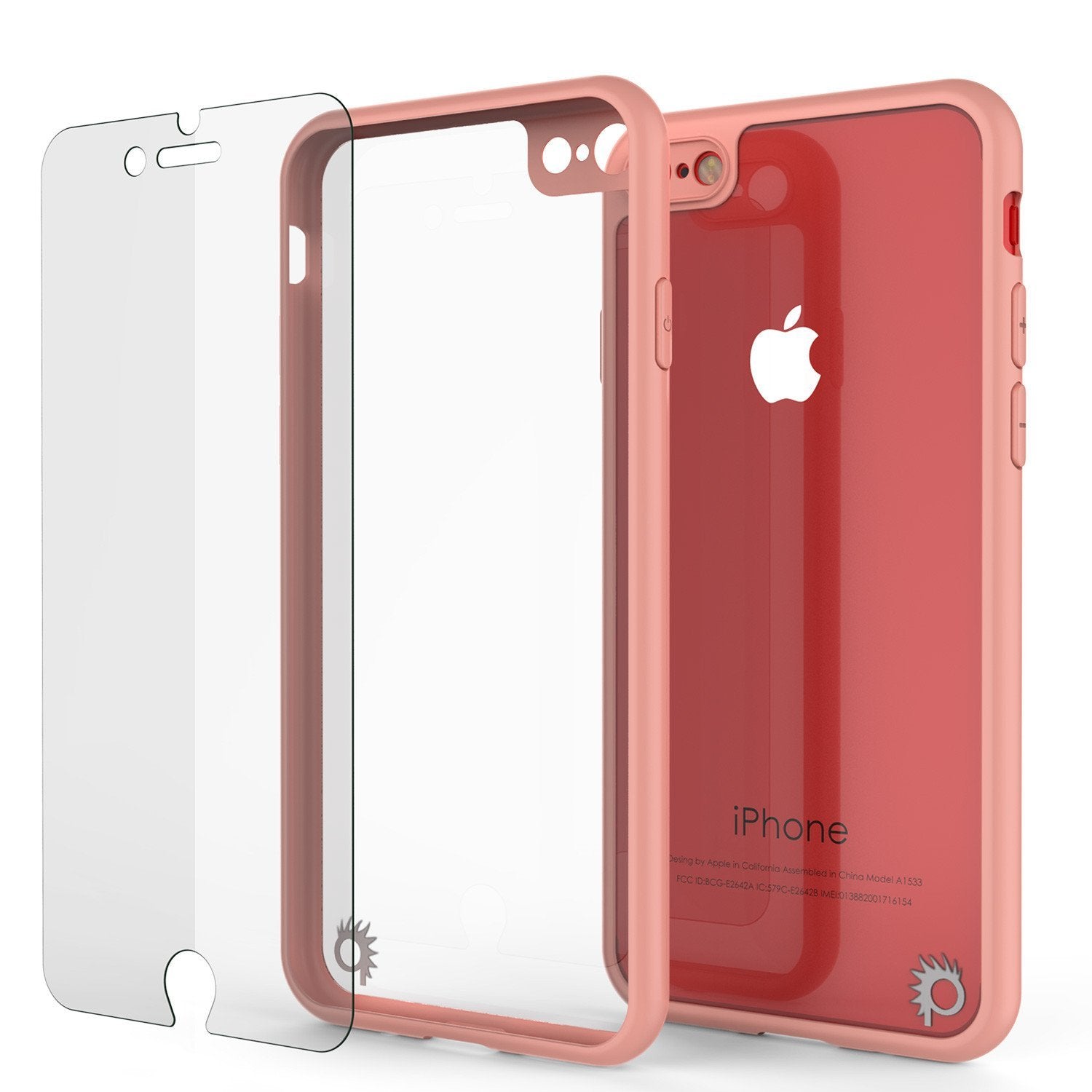 iPhone8 Case [MASK Series] [PINK] Full Body Hybrid Dual Layer TPU Cover W/ protective Tempered Glass Screen Protector