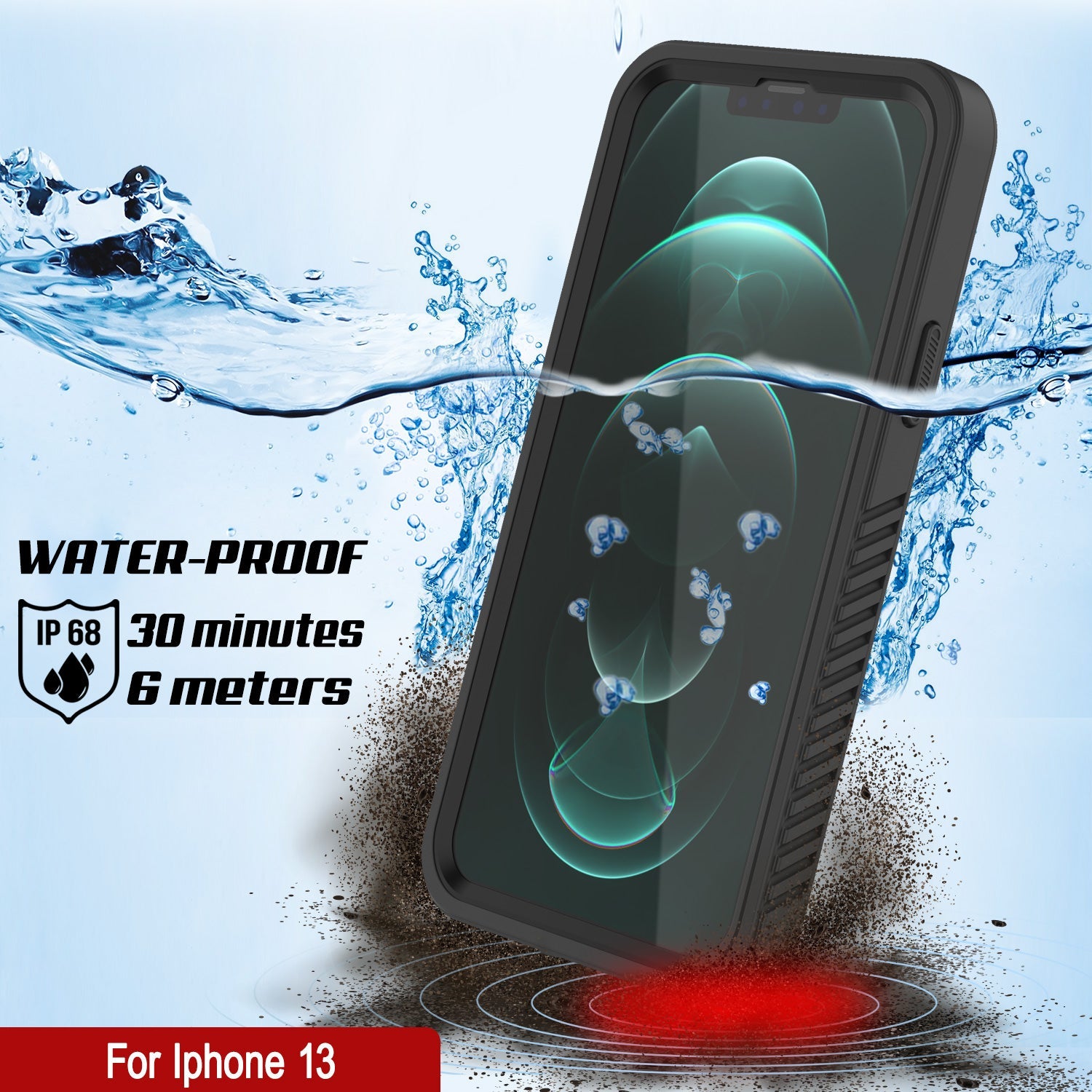 iPhone 13  Waterproof Case, Punkcase [Extreme Series] Armor Cover W/ Built In Screen Protector [Black]
