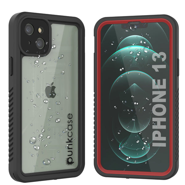 iPhone 13  Waterproof Case, Punkcase [Extreme Series] Armor Cover W/ Built In Screen Protector [Red]
