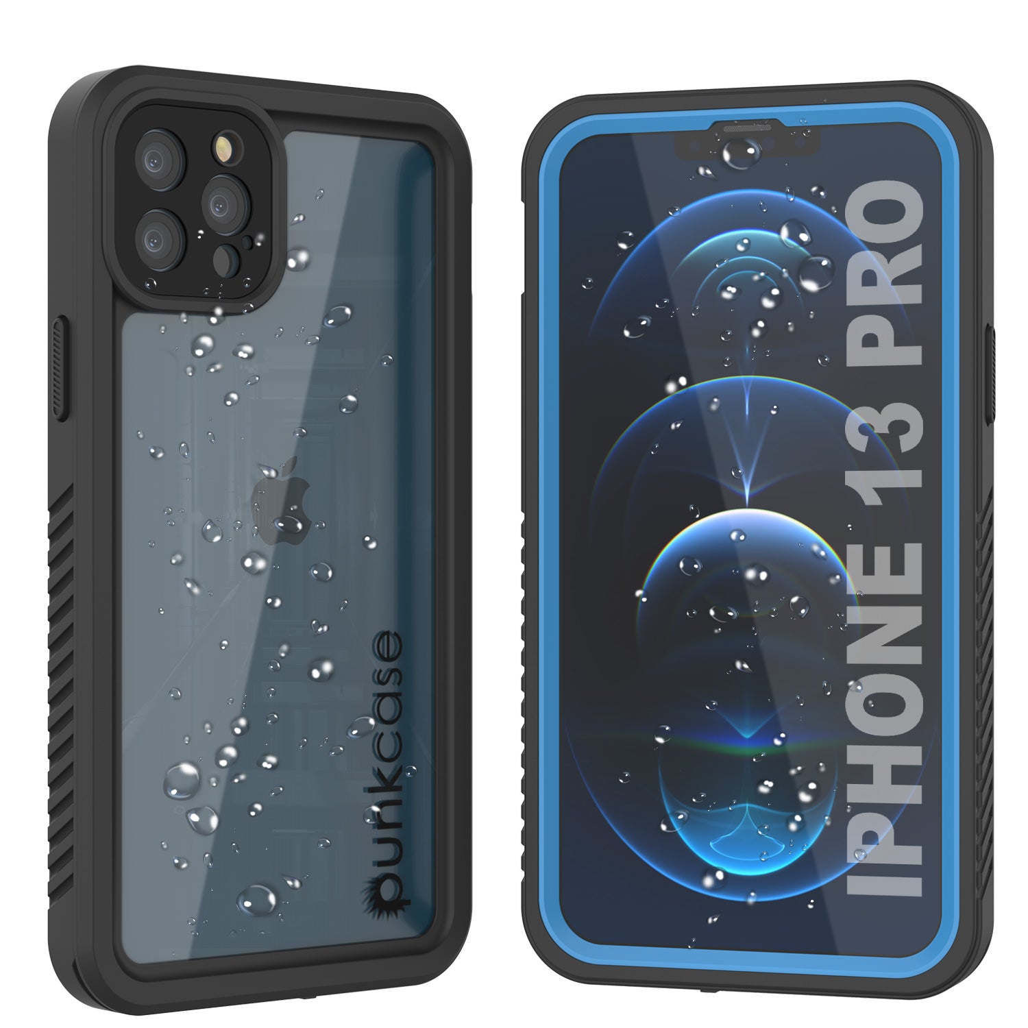 iPhone 13 Pro  Waterproof Case, Punkcase [Extreme Series] Armor Cover W/ Built In Screen Protector [Light Blue]