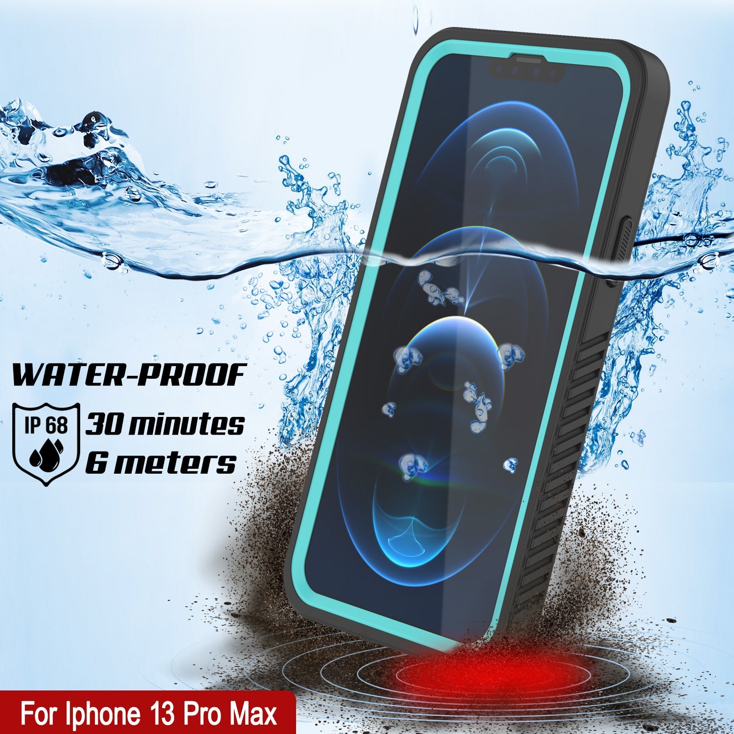 iPhone 13 Pro Max  Waterproof Case, Punkcase [Extreme Series] Armor Cover W/ Built In Screen Protector [Teal]