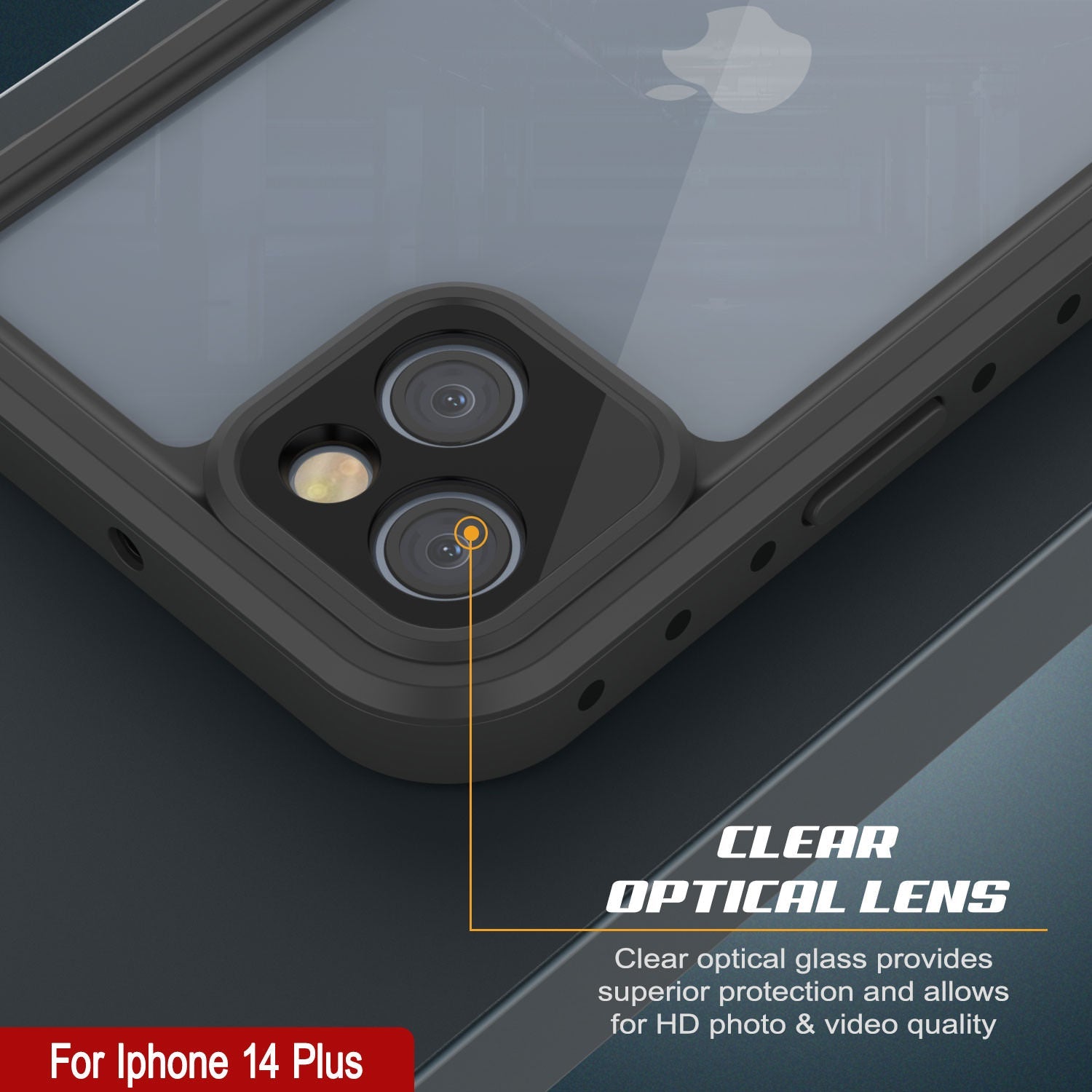 iPhone 14 Plus Waterproof IP68 Case, Punkcase [Clear] [StudStar Series] [Slim Fit] [Dirtproof]