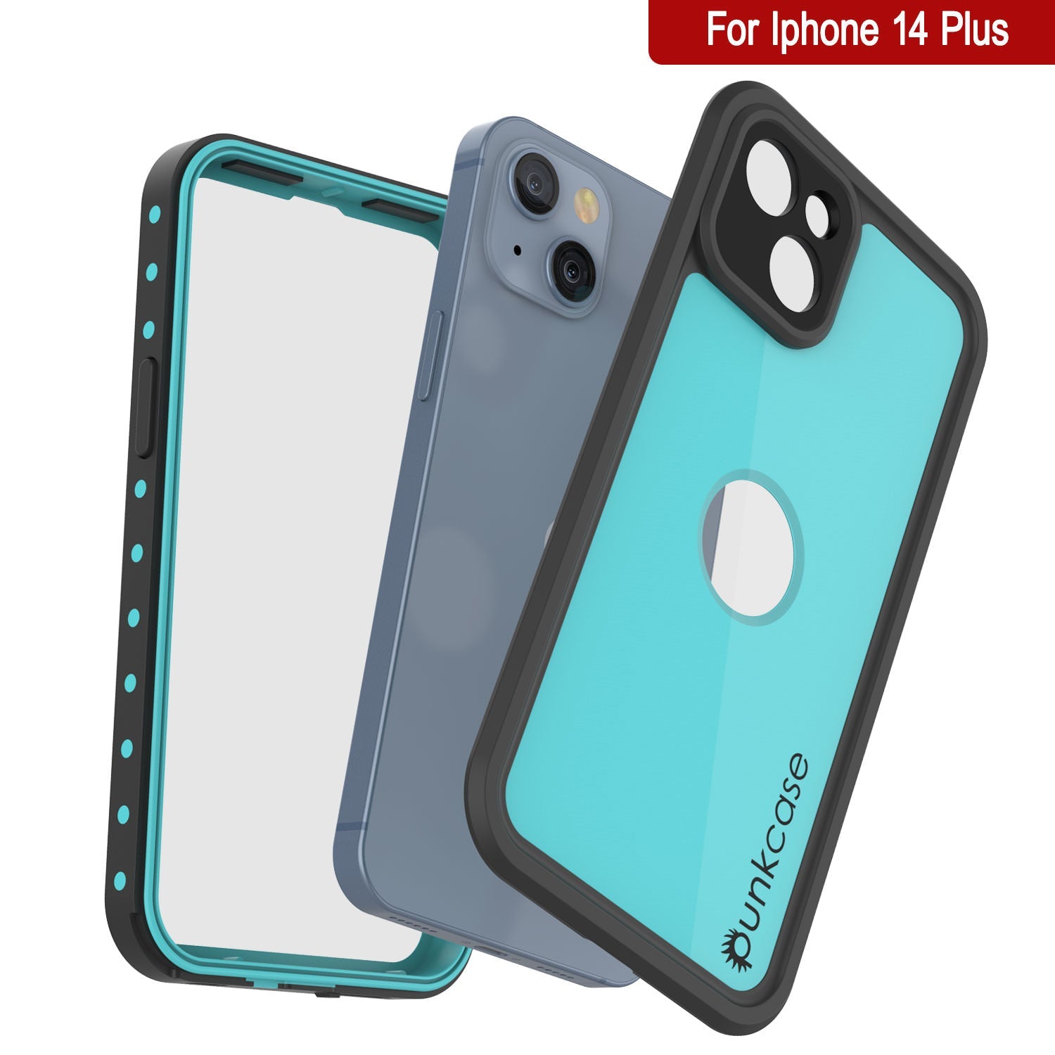 iPhone 14 Plus Waterproof IP68 Case, Punkcase [Teal] [StudStar Series] [Slim Fit]
