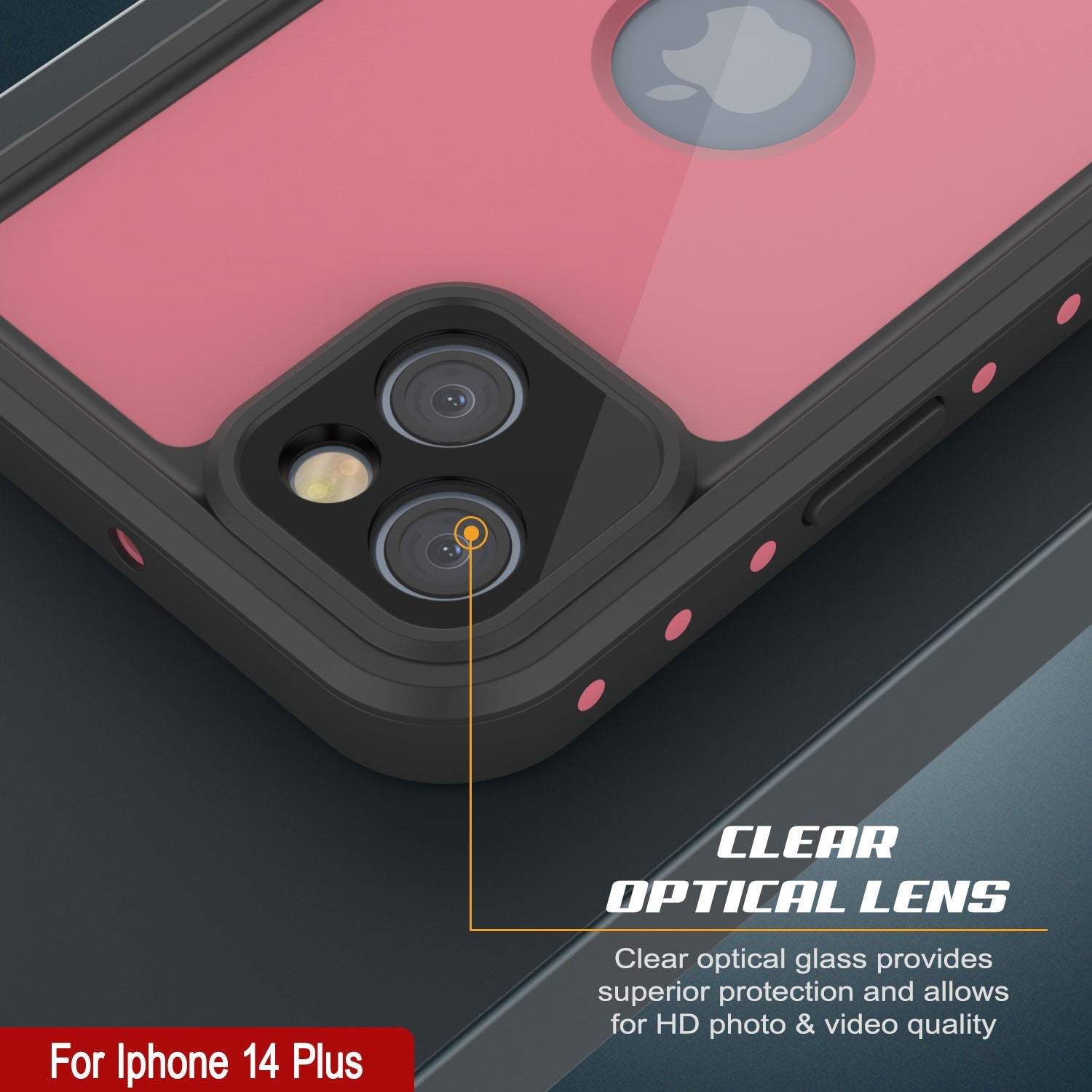 iPhone 14 Plus Waterproof IP68 Case, Punkcase [Pink] [StudStar Series] [Slim Fit] [Dirtproof]