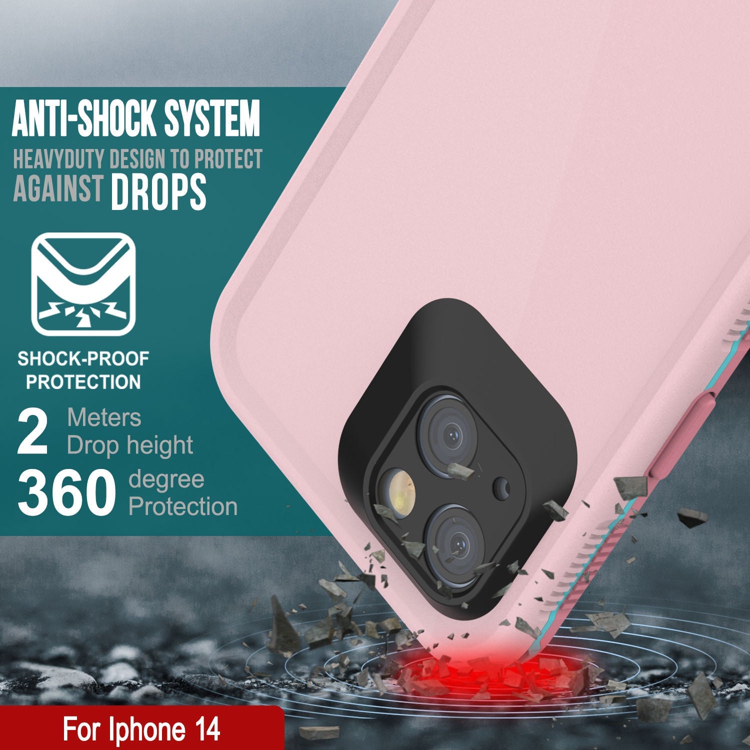 Punkcase iPhone 14 Waterproof Case [Aqua Series] Armor Cover [Pink]