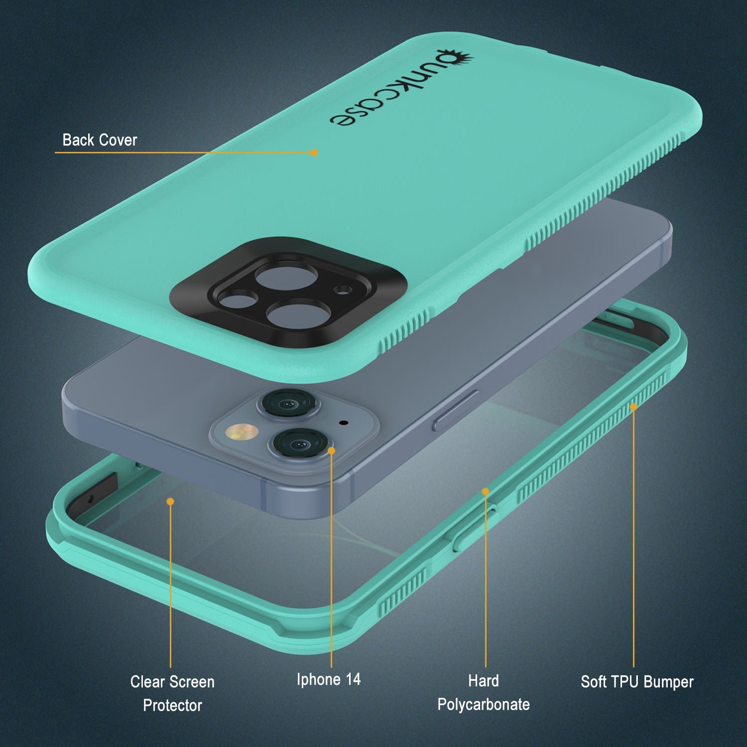 Punkcase iPhone 14 Waterproof Case [Aqua Series] Armor Cover [Blue]