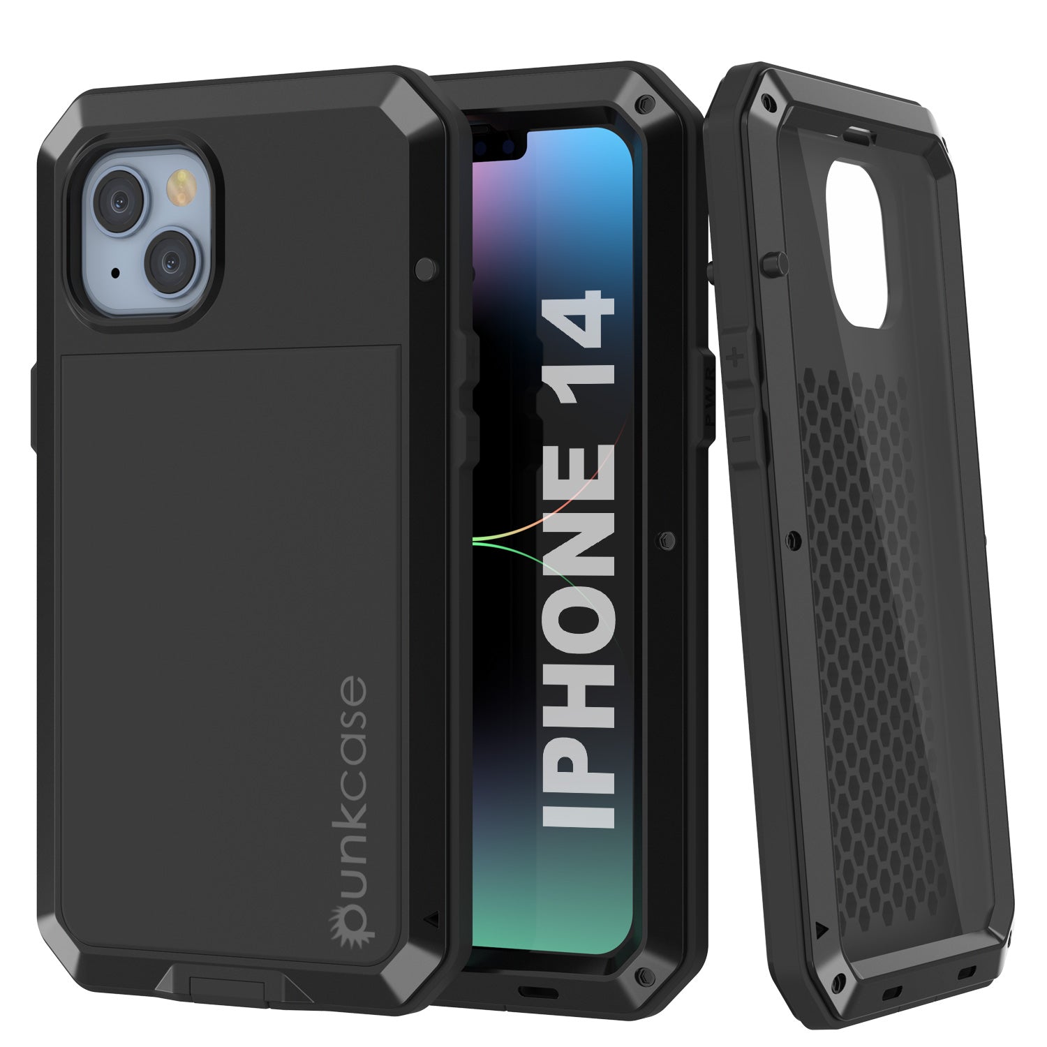 iPhone 14 Metal Case, Heavy Duty Military Grade Armor Cover [shock proof] Full Body Hard [Black]