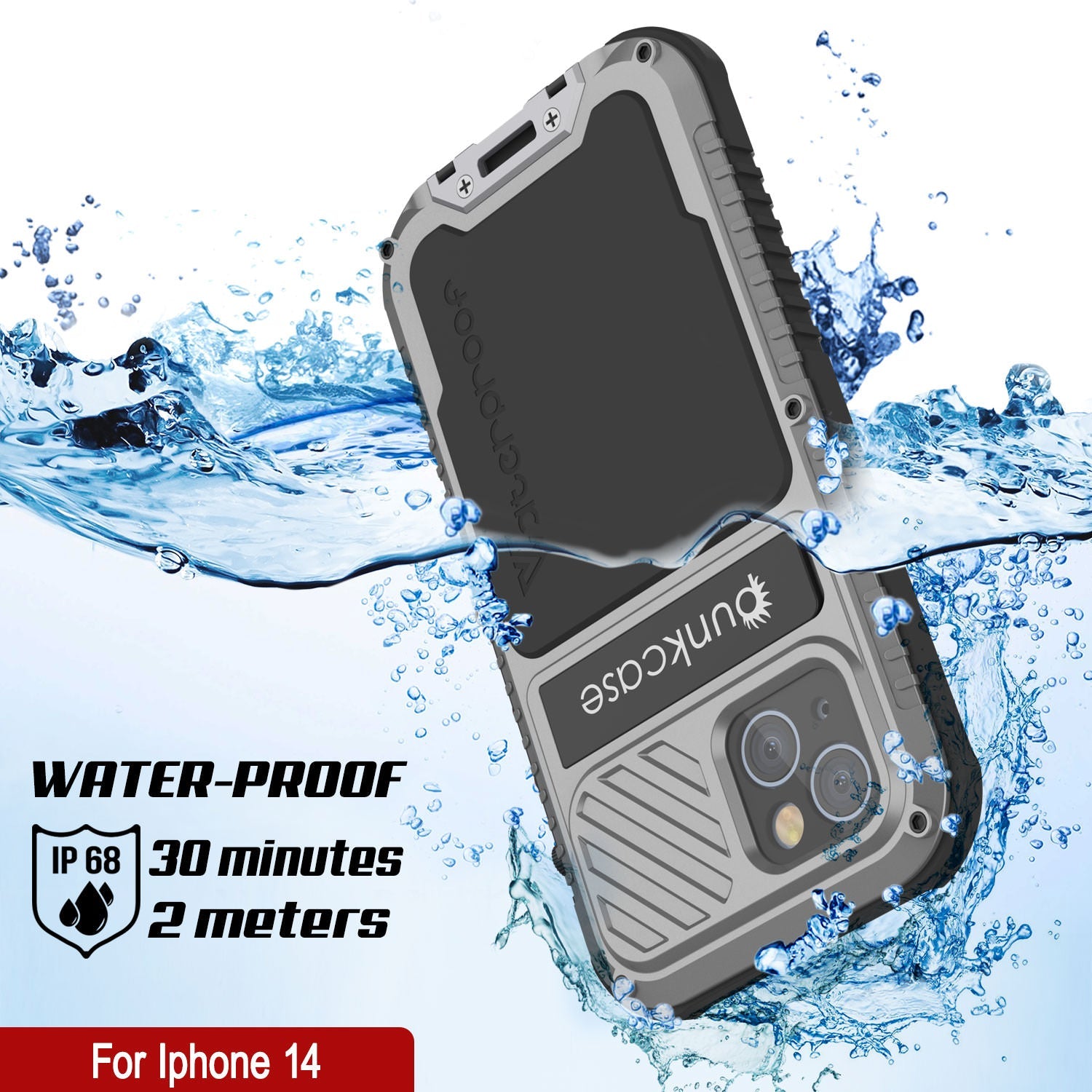 iPhone 14 Metal Extreme 3.0 Case, Heavy Duty Military Grade Armor Cover [shock proof] Waterproof Aluminum Case [Silver]