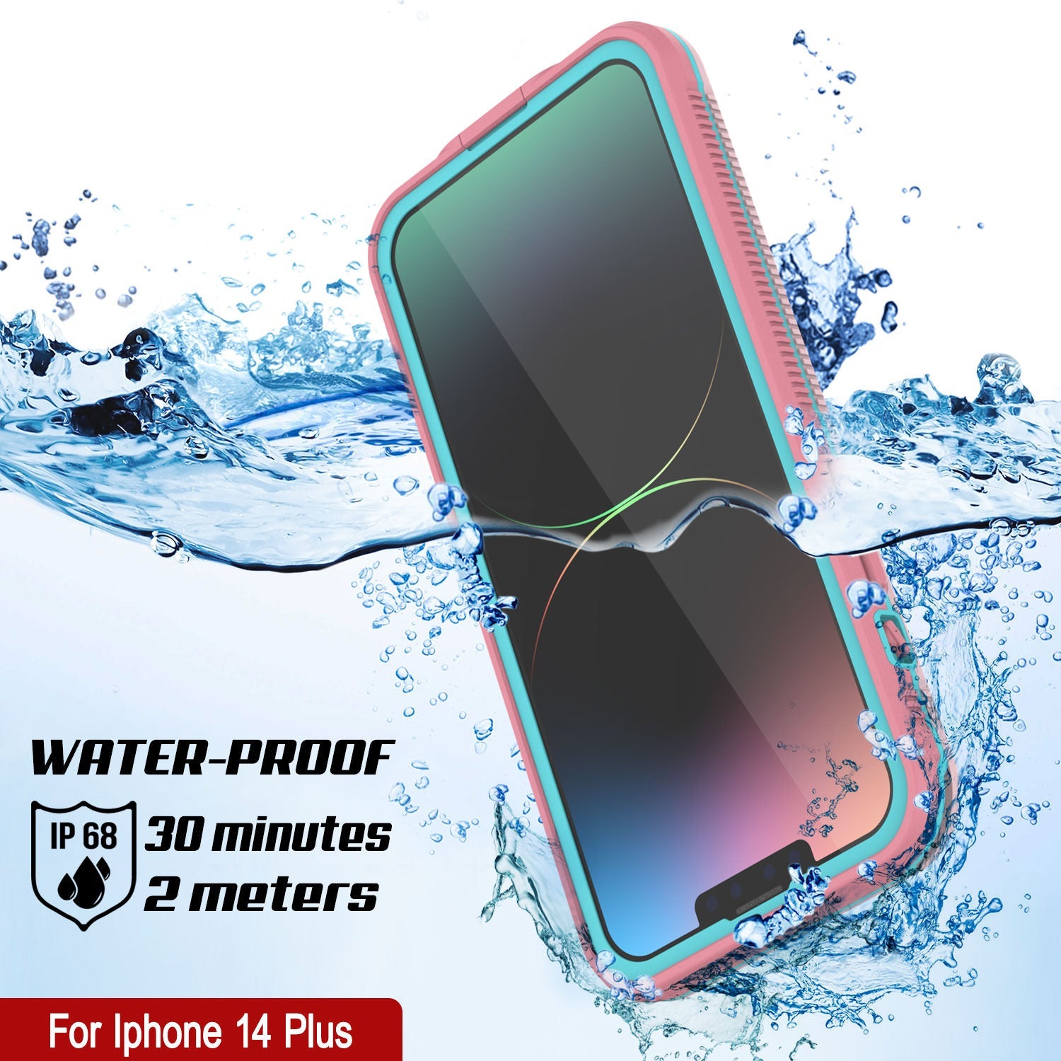 Punkcase iPhone 14 Plus Waterproof Case [Aqua Series] Armor Cover [Pink]
