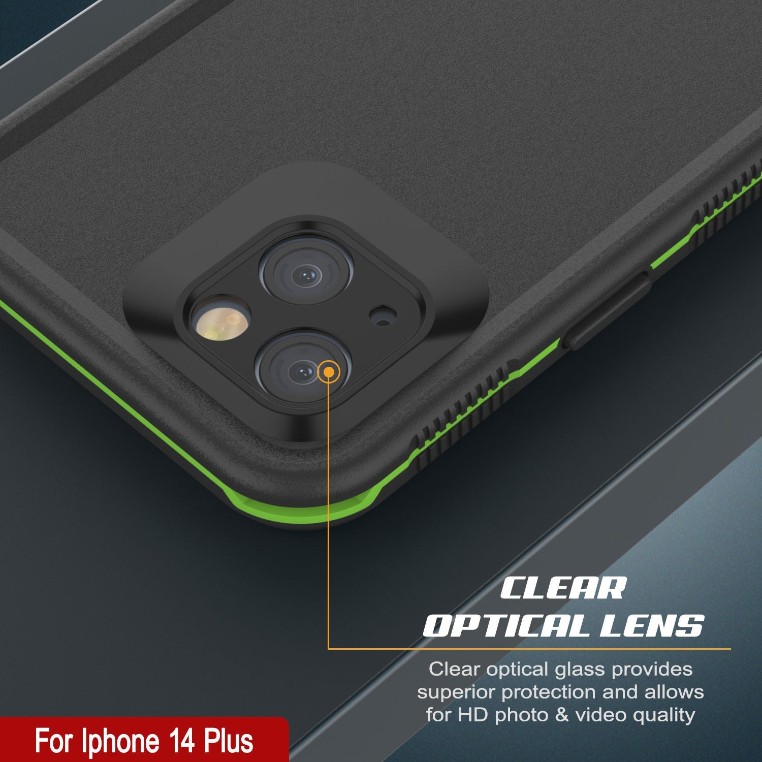 Punkcase iPhone 14 Plus Waterproof Case [Aqua Series] Armor Cover [Black-Green]