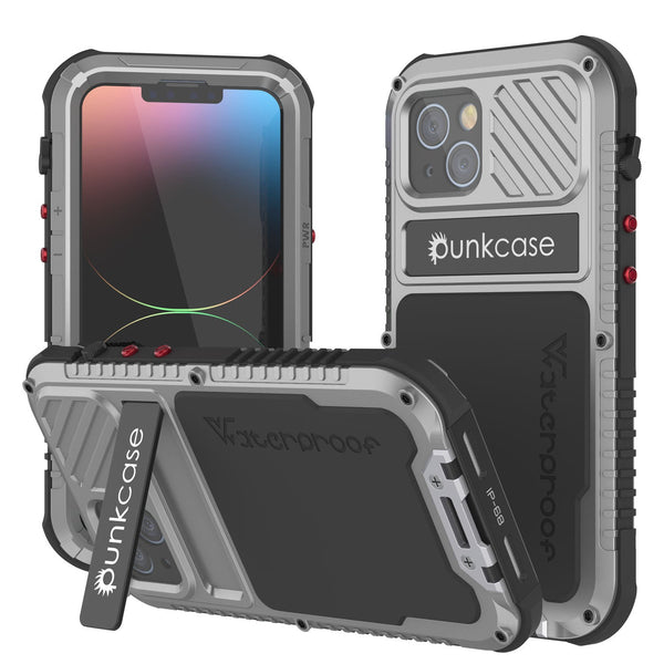 iPhone 14 Plus Metal Extreme 3.0 Case, Heavy Duty Military Grade Armor Cover [shock proof] Waterproof Aluminum Case [Silver]