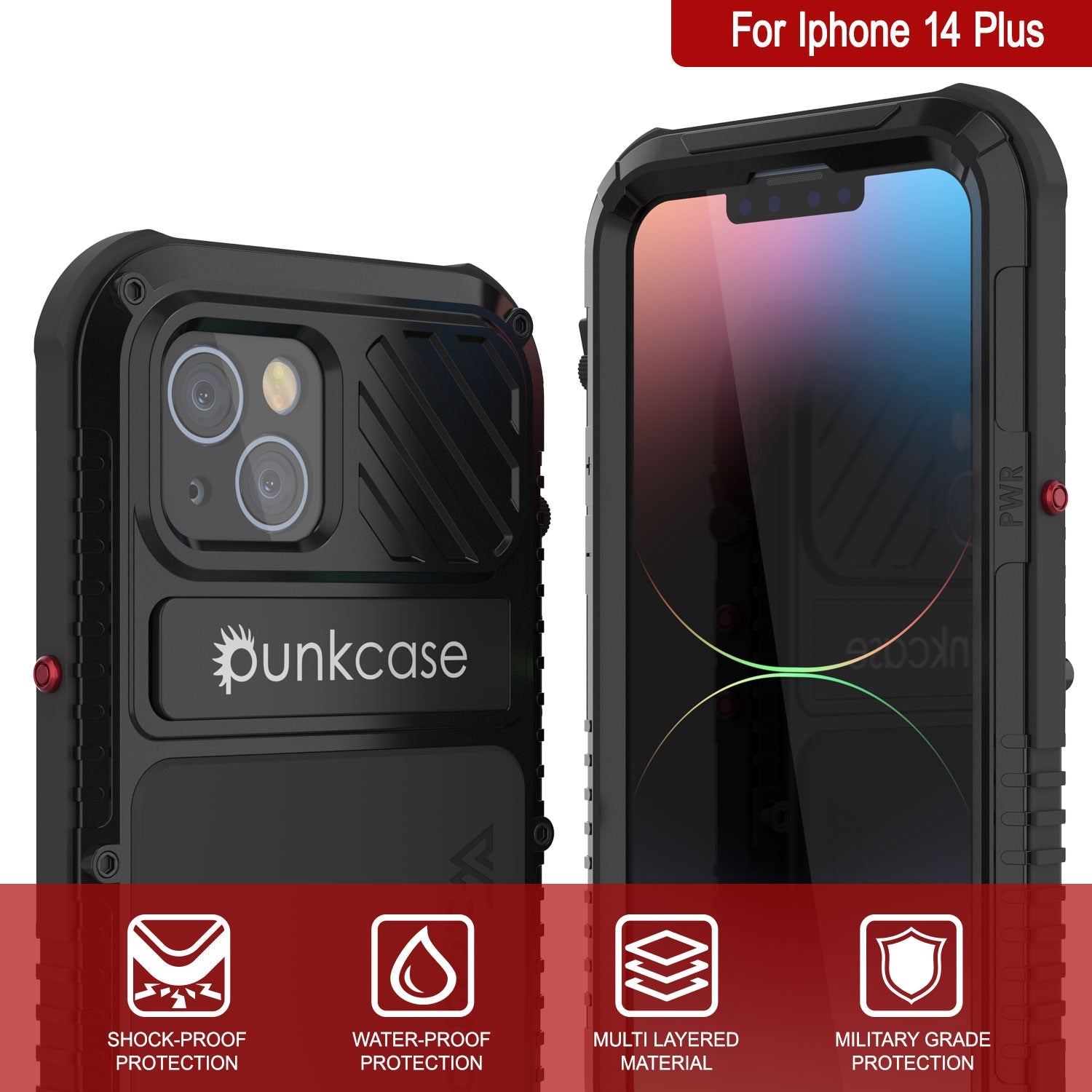 iPhone 14 Plus Metal Extreme 3.0 Case, Heavy Duty Military Grade Armor Cover [shock proof] Waterproof Aluminum Case [Black]