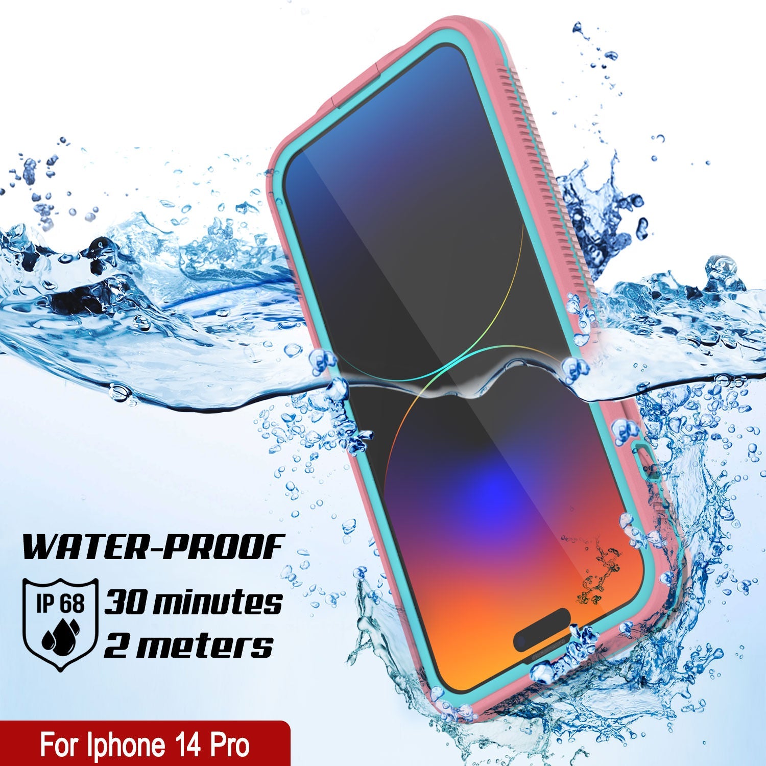 Punkcase iPhone 14 Pro Waterproof Case [Aqua Series] Armor Cover [Pink]