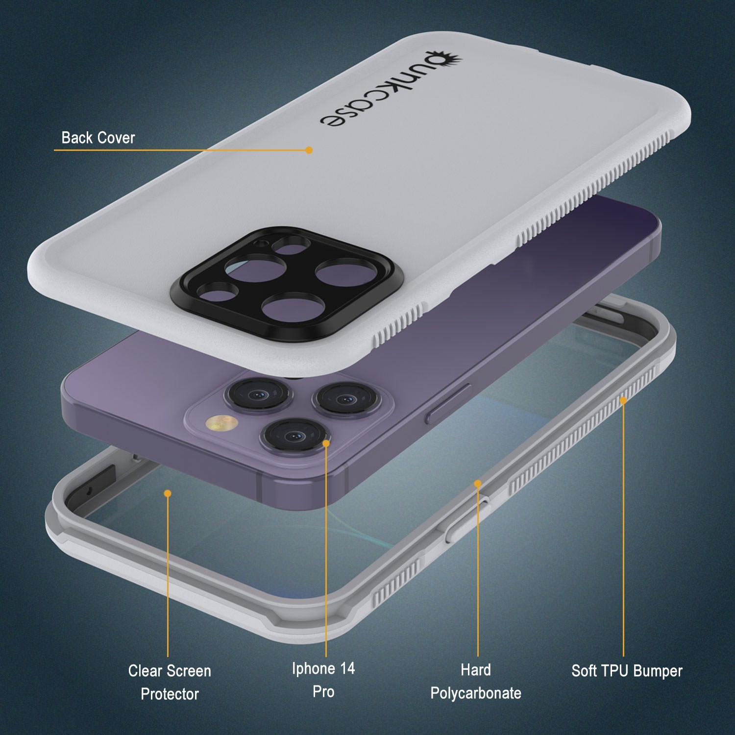 Punkcase iPhone 14 Pro Waterproof Case [Aqua Series] Armor Cover [White]