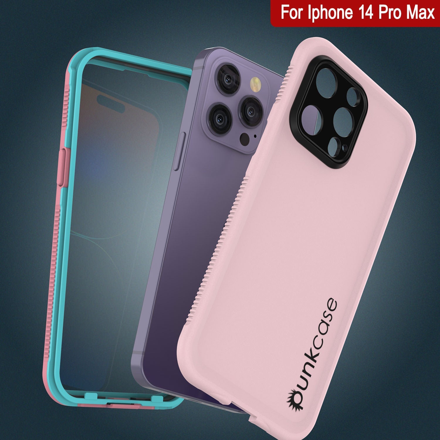 Punkcase iPhone 14 Pro Max Waterproof Case [Aqua Series] Armor Cover [Pink]
