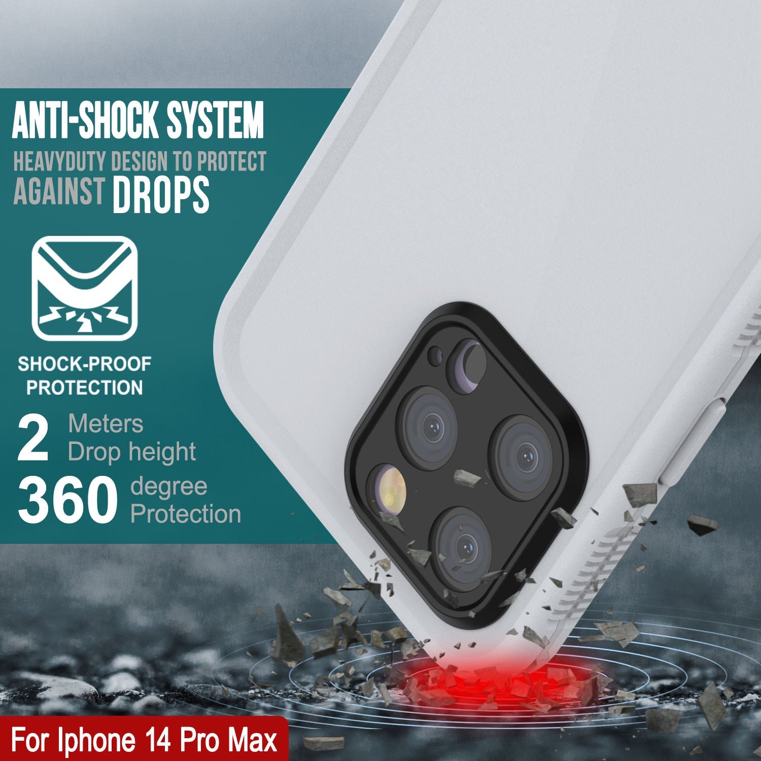 Punkcase iPhone 14 Pro Max Waterproof Case [Aqua Series] Armor Cover [White]