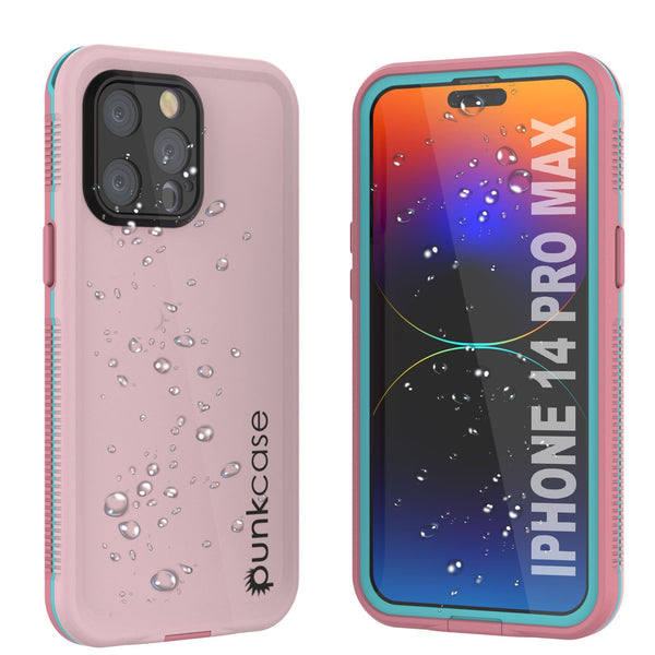 Punkcase iPhone 14 Pro Max Waterproof Case [Aqua Series] Armor Cover [Pink]