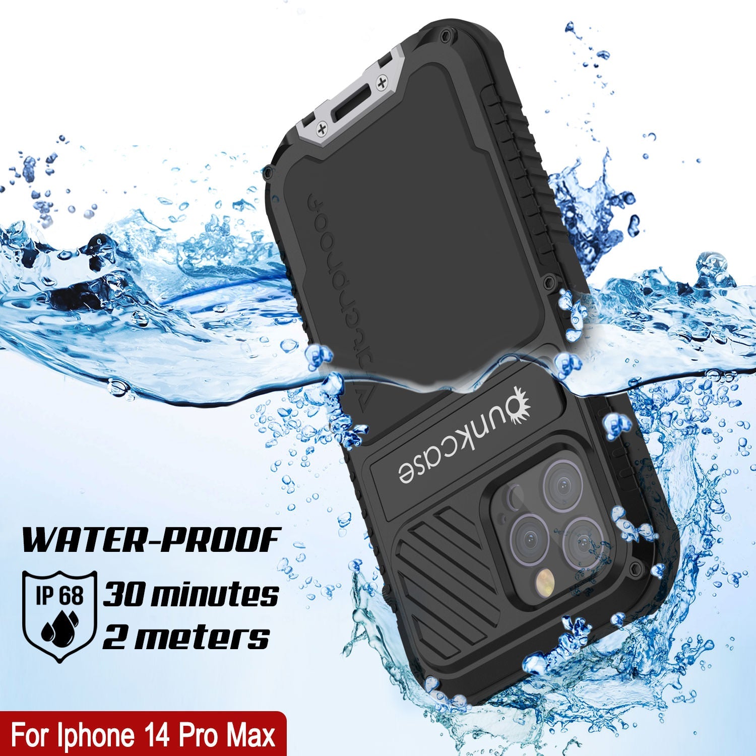 iPhone 14 Pro Max Metal Extreme 3.0 Case, Heavy Duty Military Grade Armor Cover [shock proof] Waterproof Aluminum Case [Black]
