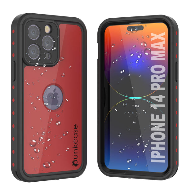 iPhone 14 Pro Max Waterproof IP68 Case, Punkcase [Red] [StudStar Series] [Slim Fit]