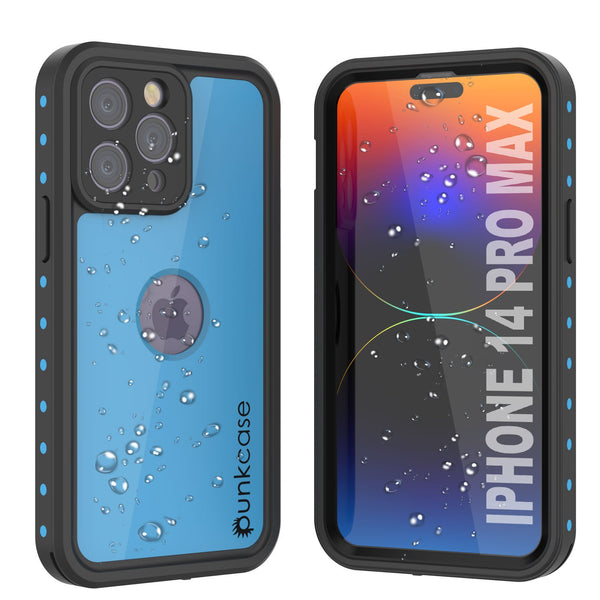 iPhone 14 Pro Max Waterproof IP68 Case, Punkcase [Light blue] [StudStar Series] [Slim Fit] [Dirtproof]