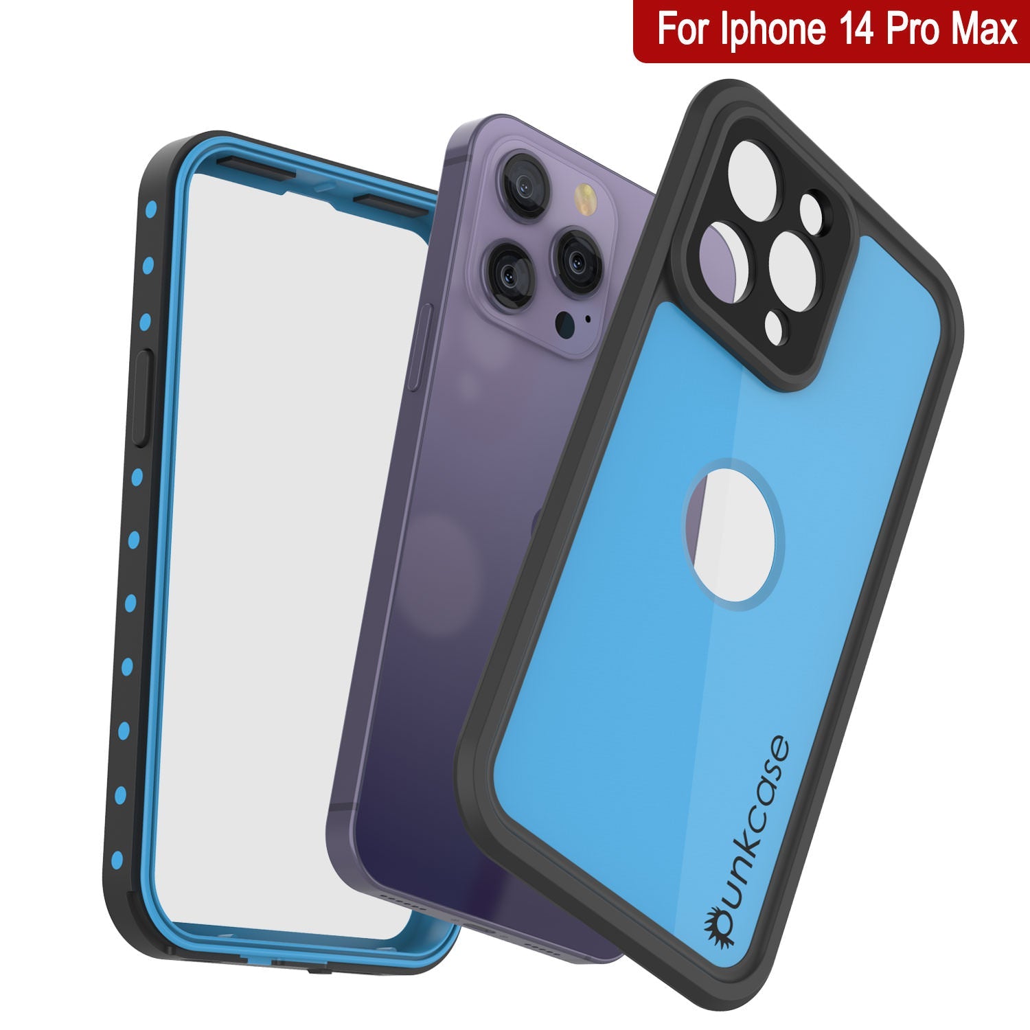 iPhone 14 Pro Max Waterproof IP68 Case, Punkcase [Light blue] [StudStar Series] [Slim Fit] [Dirtproof]