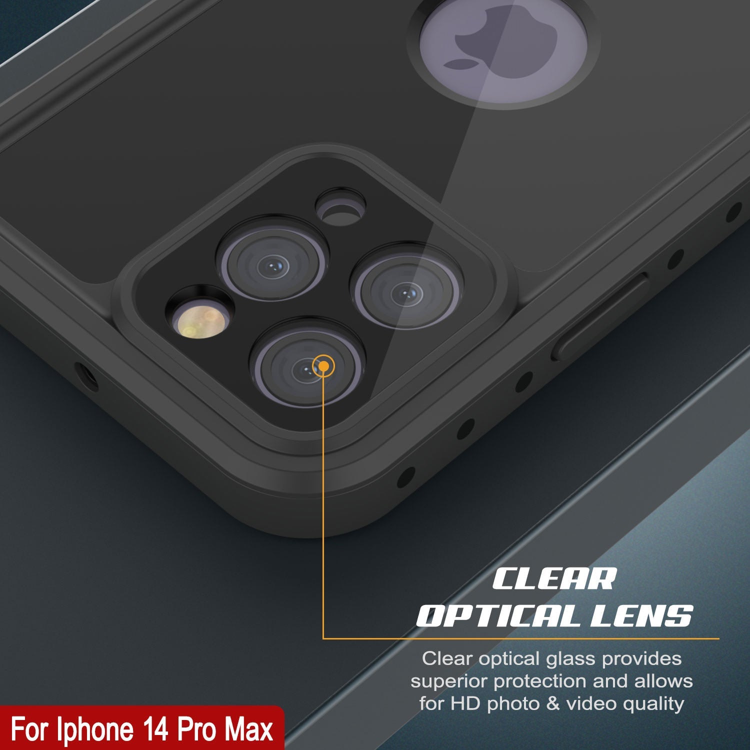 iPhone 14 Pro Max Waterproof IP68 Case, Punkcase [Black] [StudStar Series] [Slim Fit]