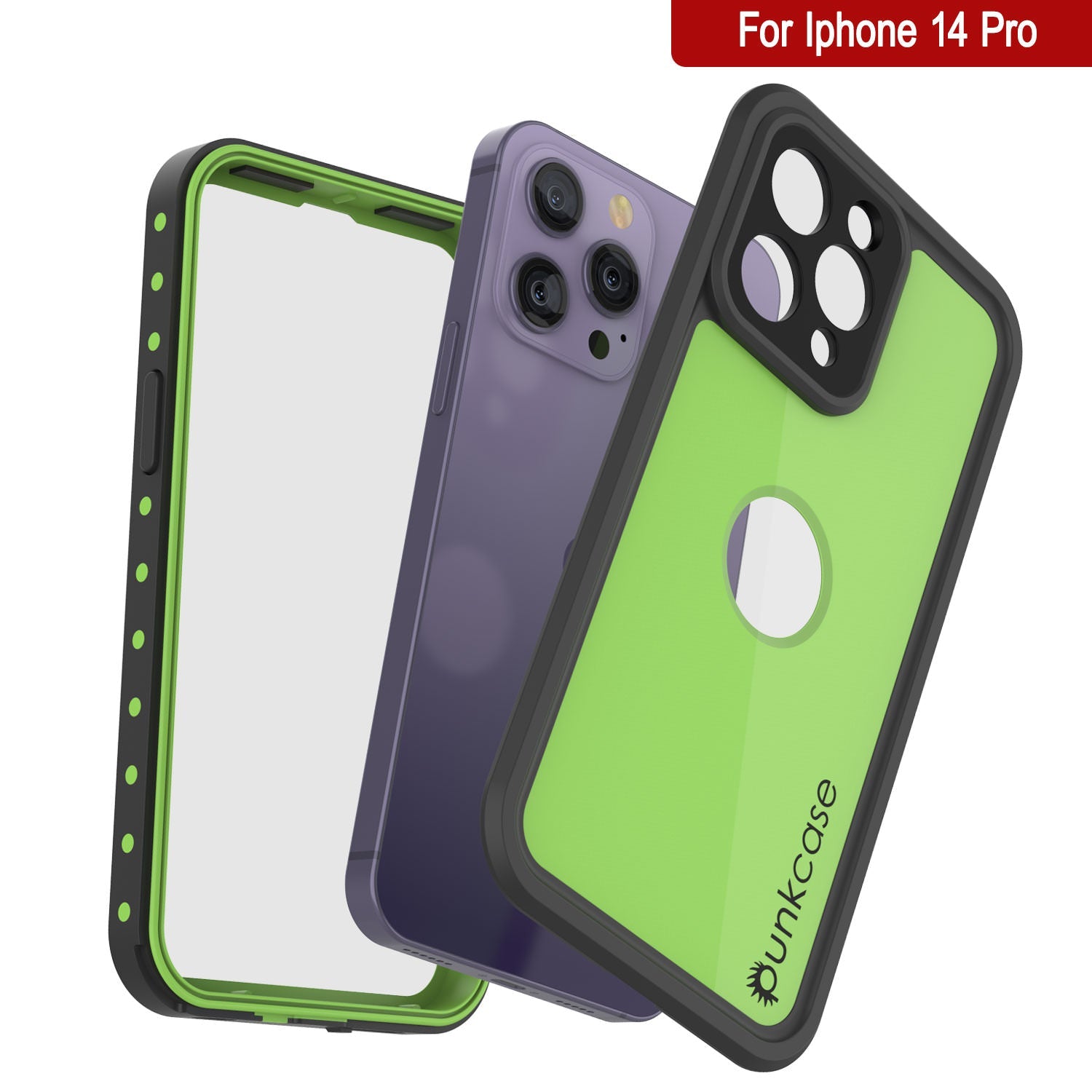 iPhone 14 Pro Waterproof IP68 Case, Punkcase [Light green] [StudStar Series] [Slim Fit] [Dirtproof]