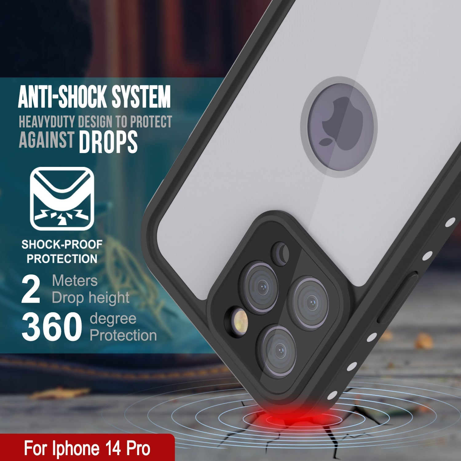 iPhone 14 Pro Waterproof IP68 Case, Punkcase [White] [StudStar Series] [Slim Fit] [Dirtproof]