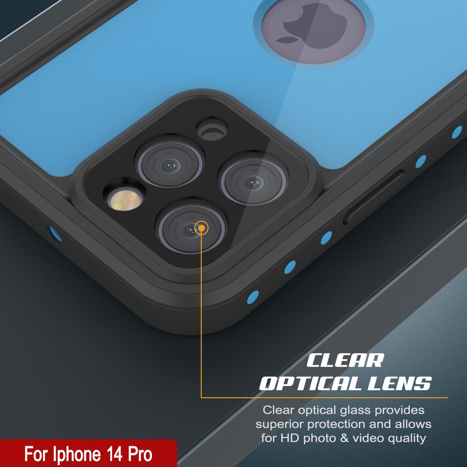 iPhone 14 Pro Waterproof IP68 Case, Punkcase [Light blue] [StudStar Series] [Slim Fit] [Dirtproof]