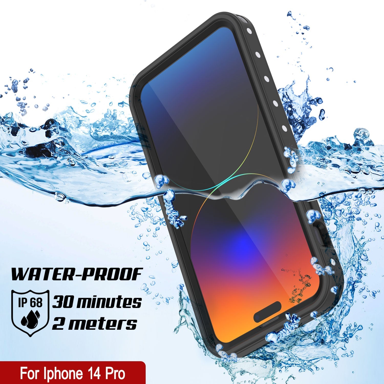 iPhone 14 Pro Waterproof IP68 Case, Punkcase [White] [StudStar Series] [Slim Fit] [Dirtproof]