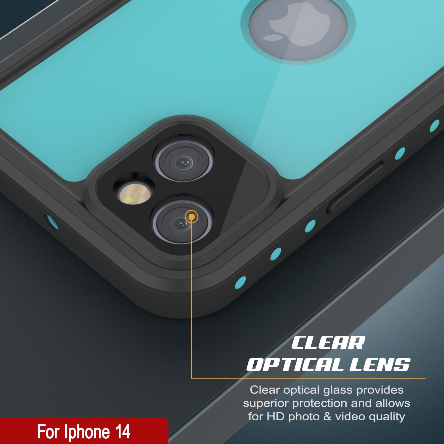 iPhone 14 Waterproof IP68 Case, Punkcase [Teal] [StudStar Series] [Slim Fit]